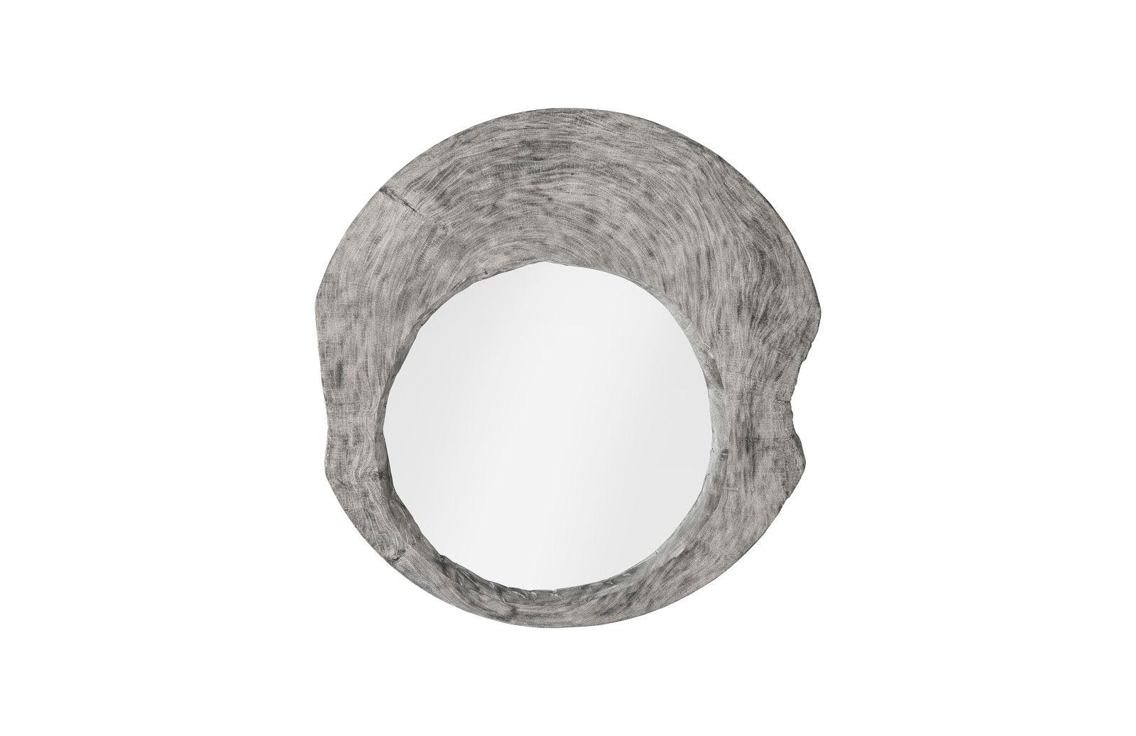 Wood Wall Mirror, Gray Stone, Round - Remutear