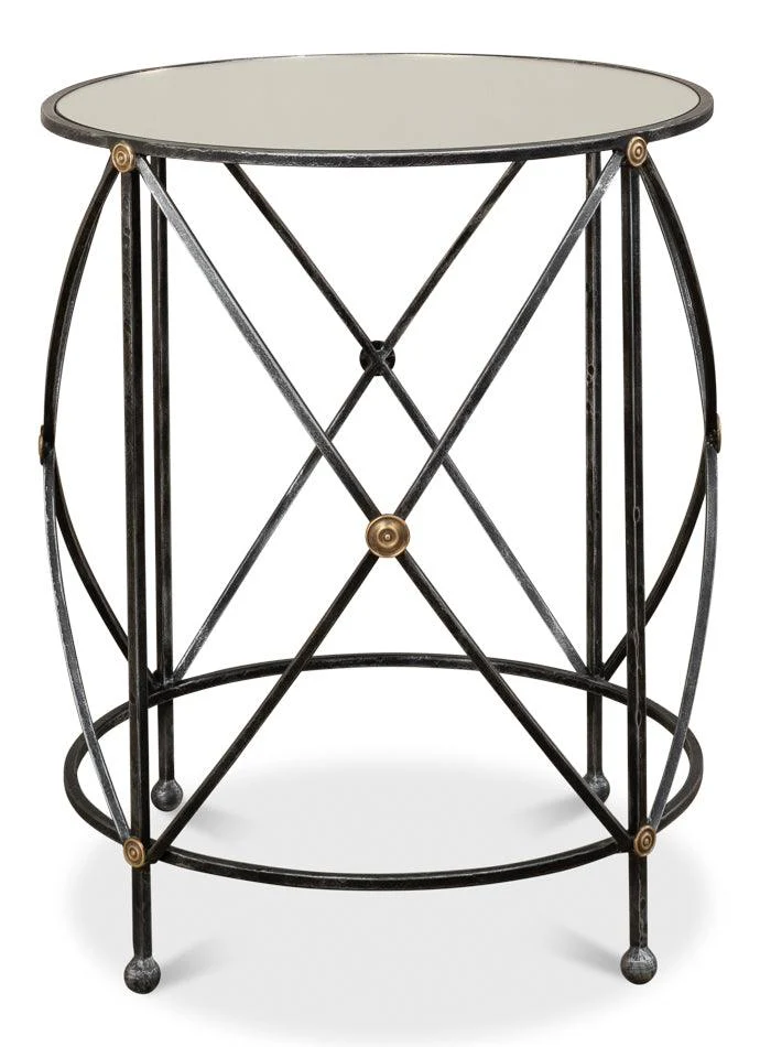 Drum & Fife Lamp Table W/Mirror Glass Tp - Remutear