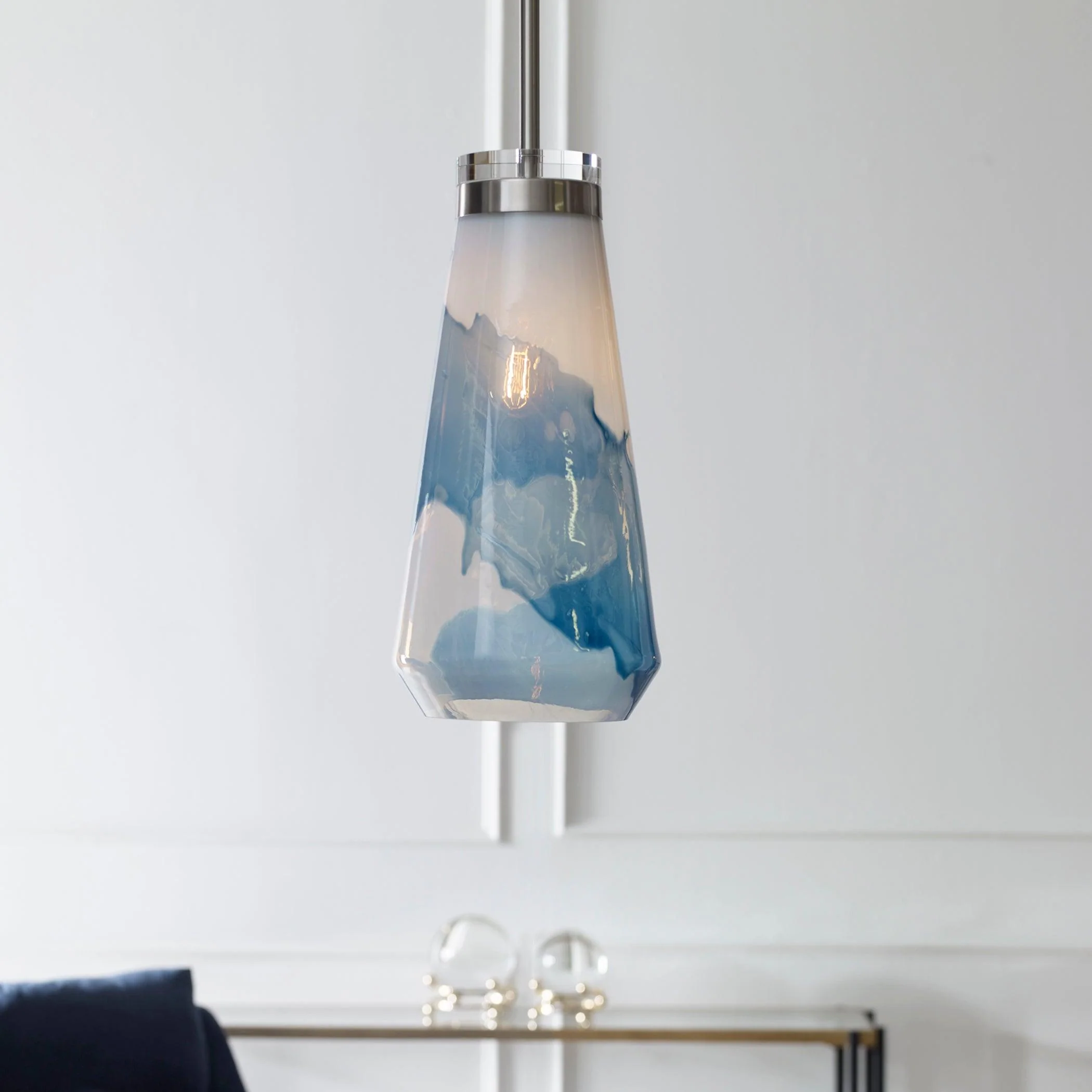 WINDSWEPT BLUE & WHITE 1 LIGHT MINI PENDANT - Remutear