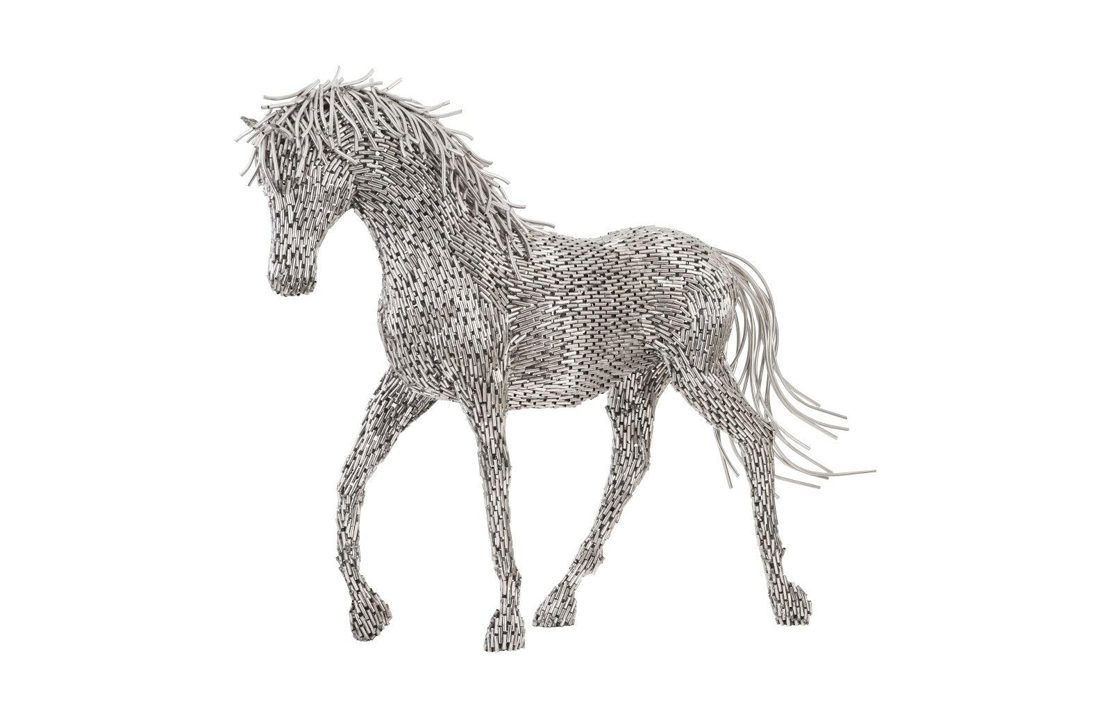 Horse Pipe Sculpture, Walking, Stainless Steel - Remutear