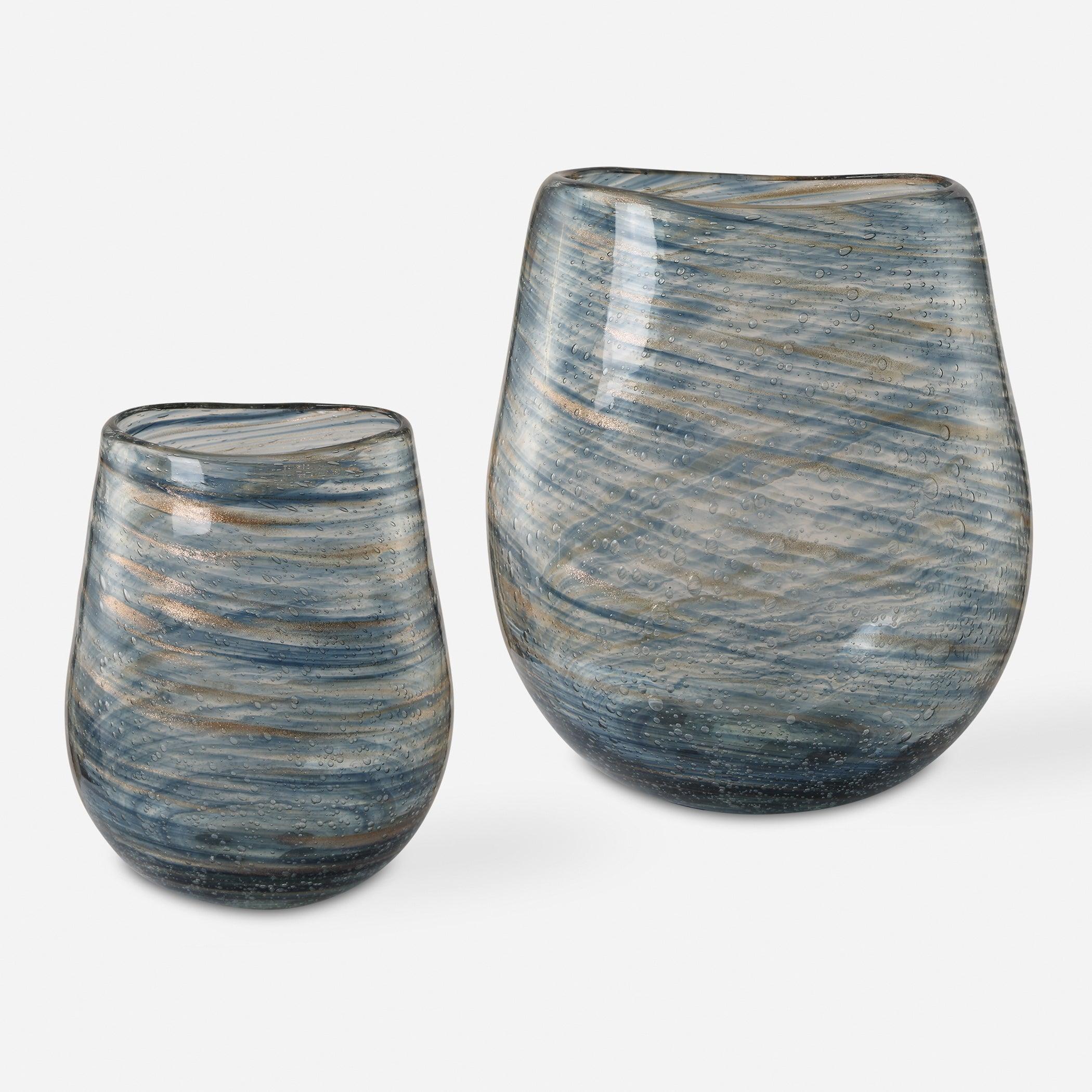 Aurora Swirl Glass Vases, S/2 - Remutear