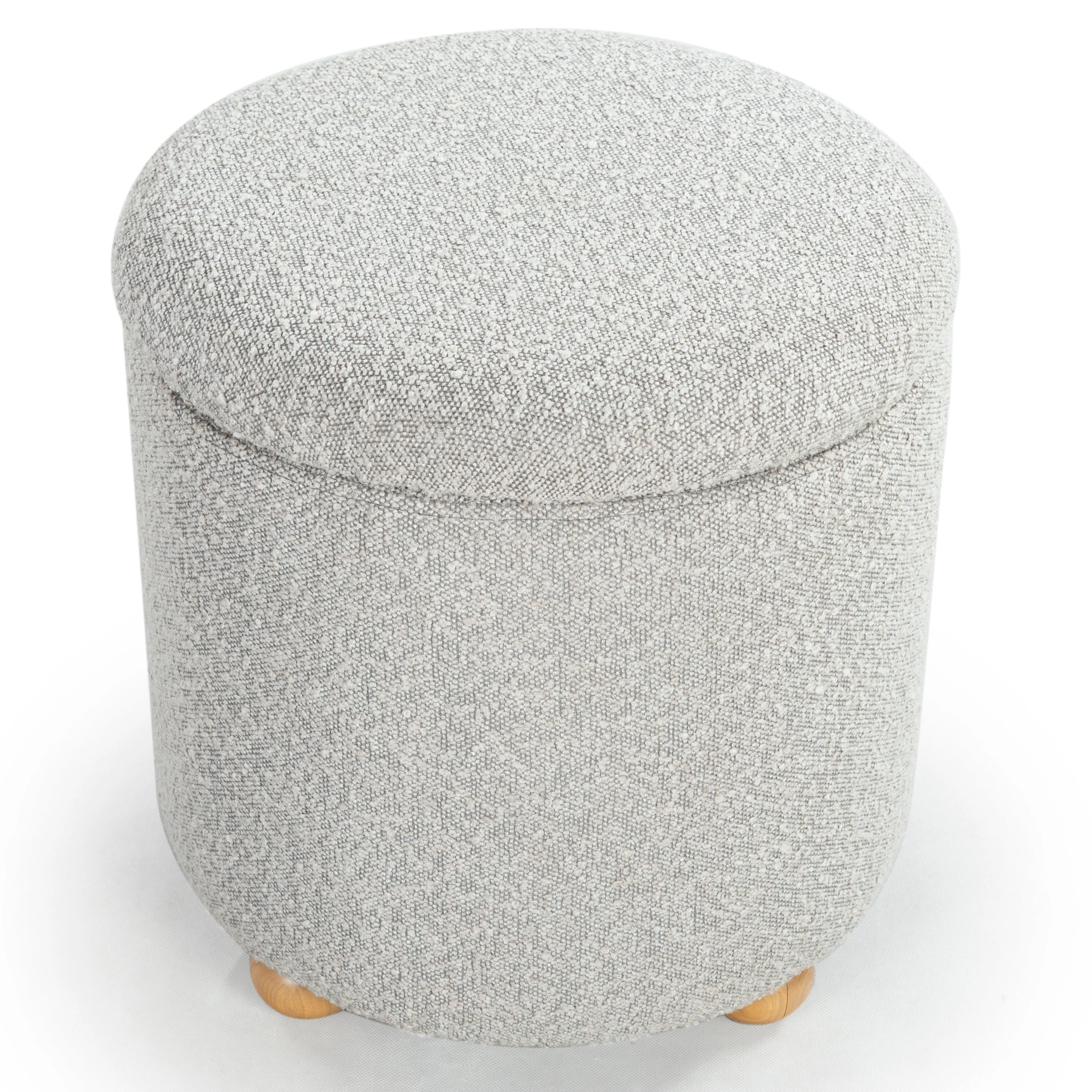 BECKA ROUND BOUCLE STORAGE OTTOMAN - Remutear