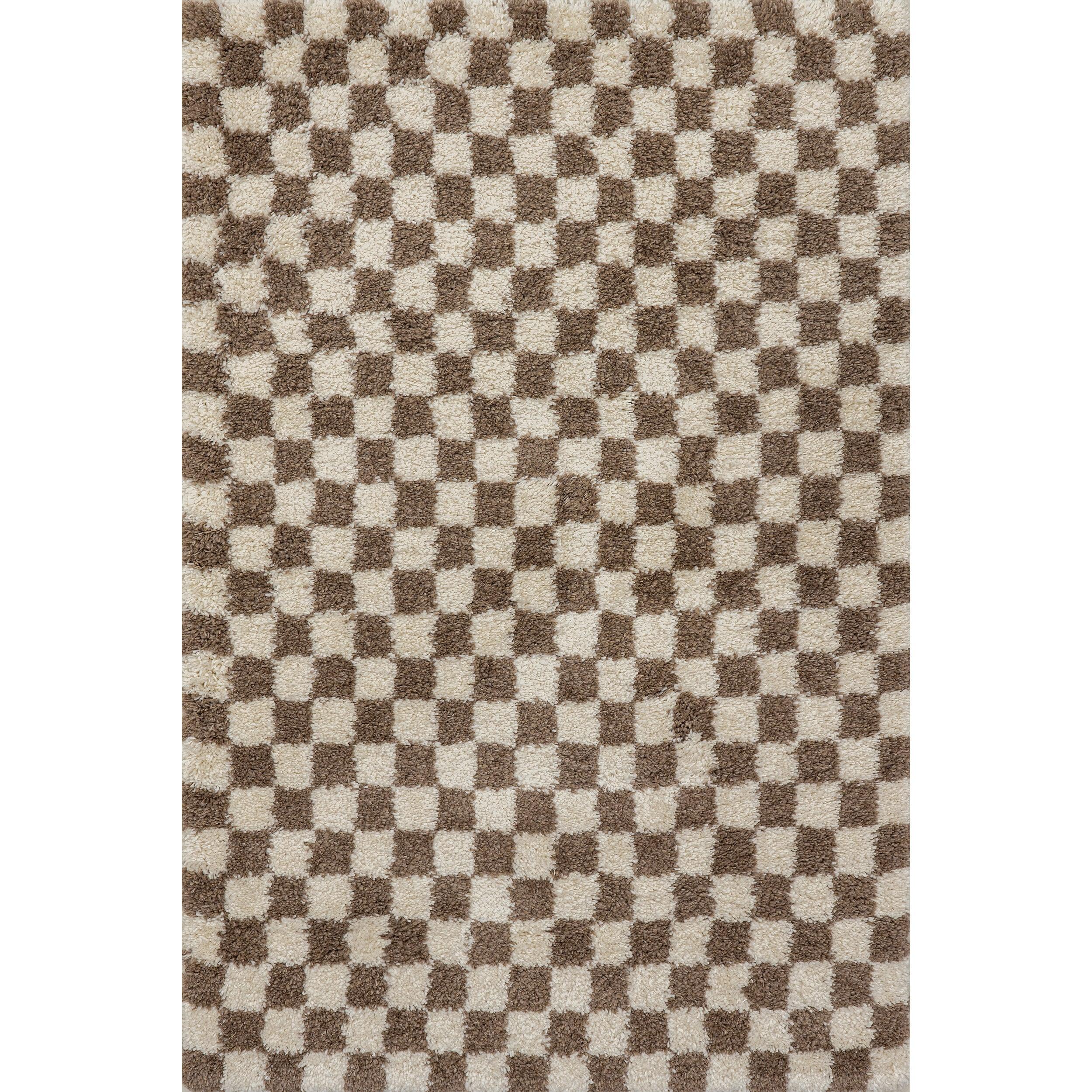 Adelaide Mid-Century Checkered Shag Area Rug - Remutear