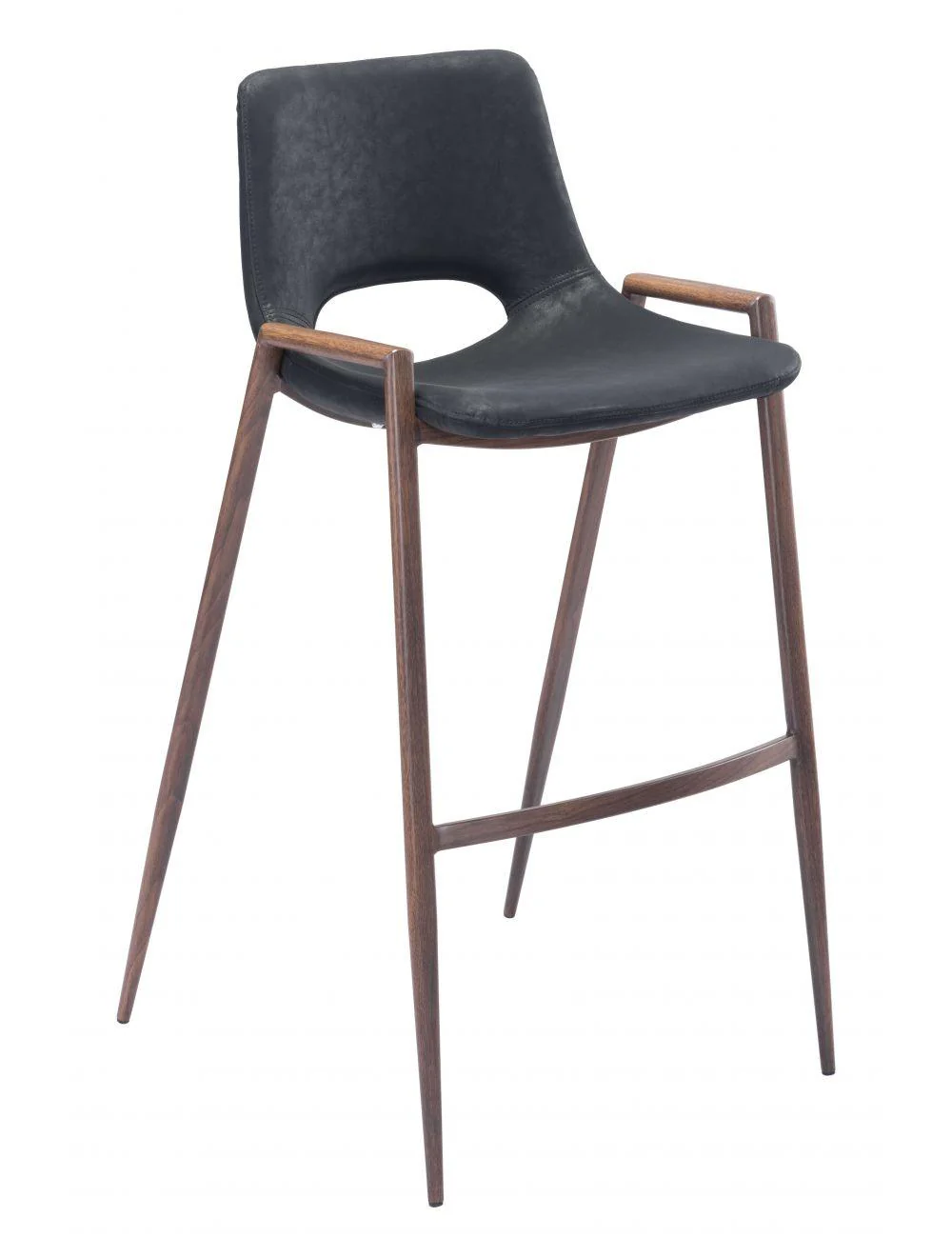 Desi Bar Chair (Set of 2) Black & Walnut - Remutear