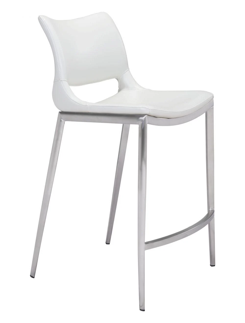 Ace Counter Chair (Set of 2) White & Silver - Remutear