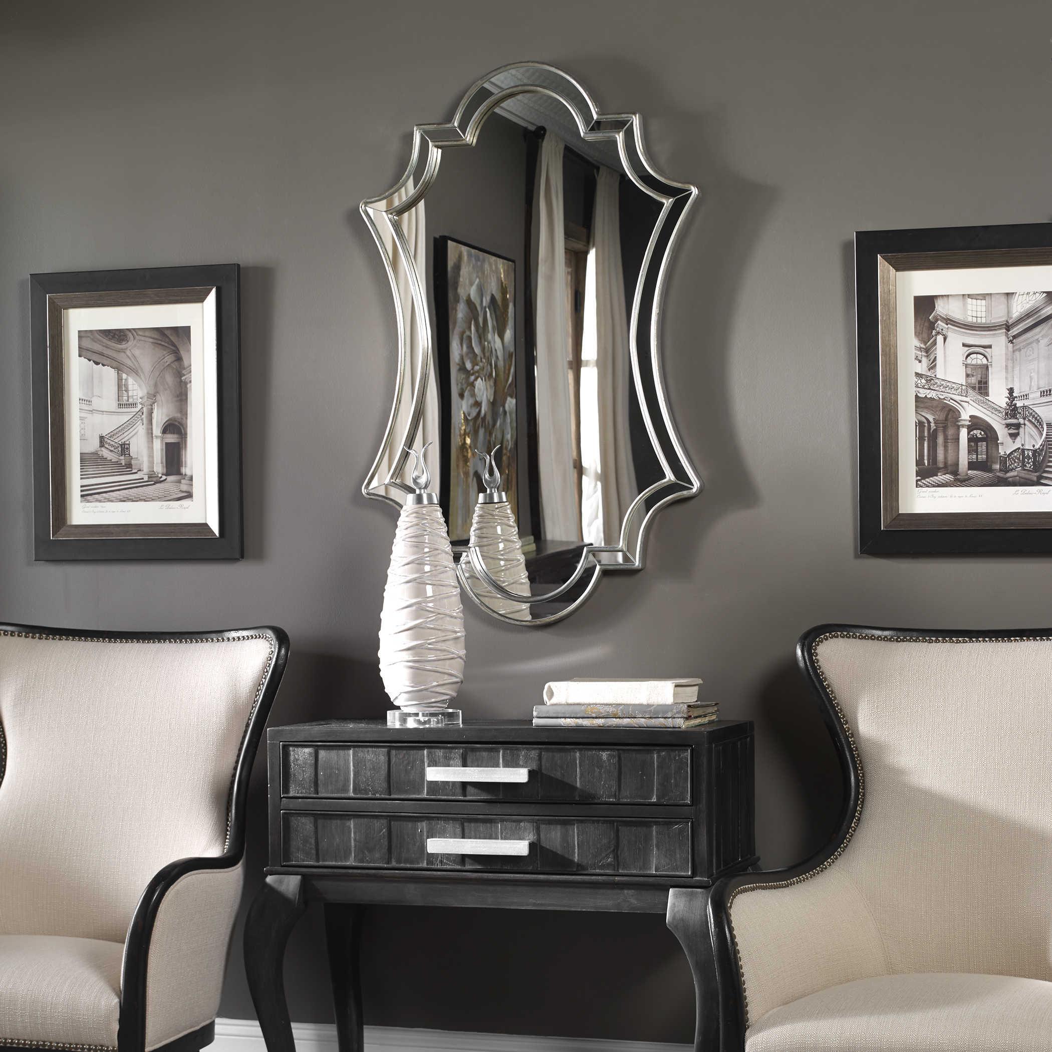 ELARA ANTIQUED SILVER WALL MIRROR - Remutear