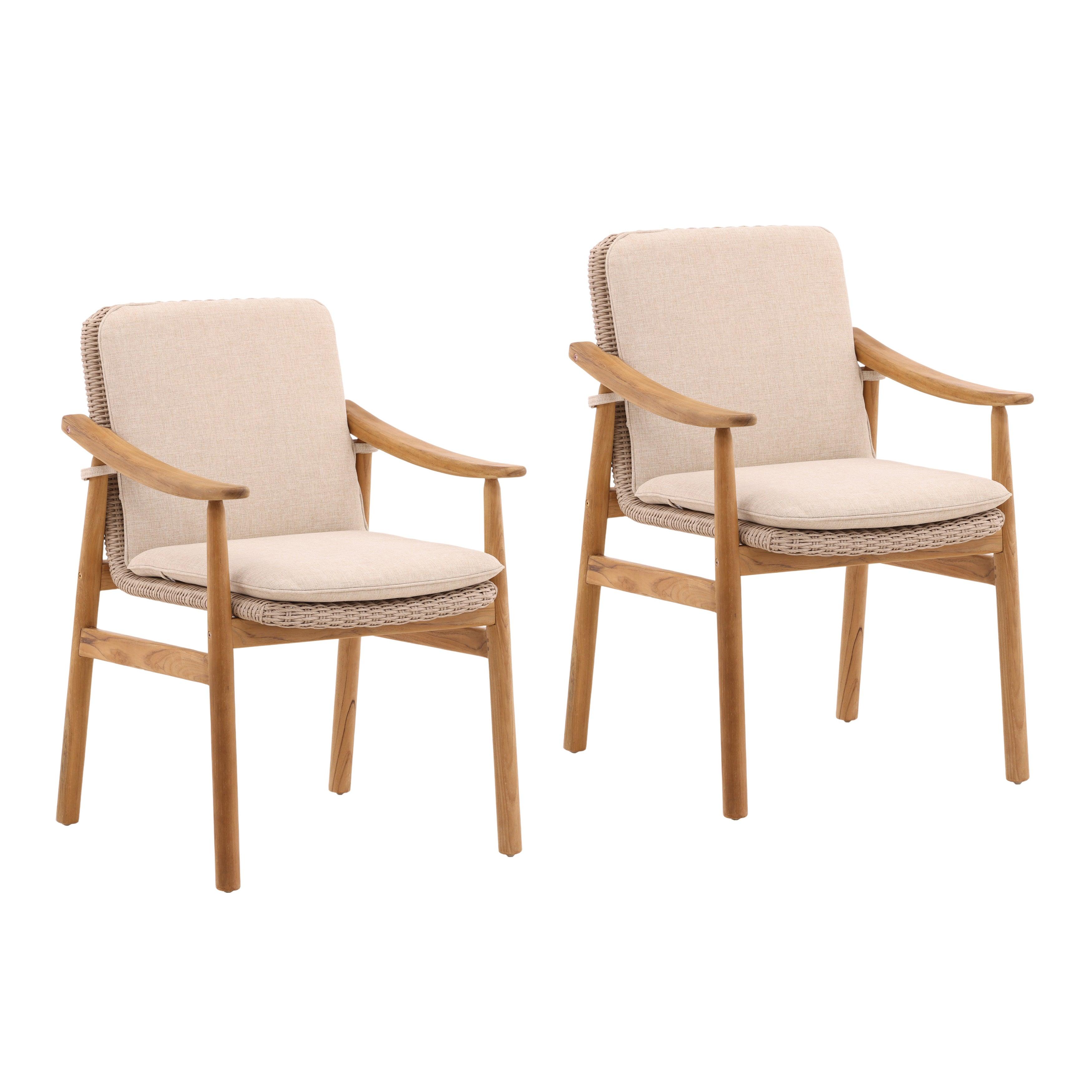 Wesley Outdoor Dining Chair Set of 2 Beige - Remutear