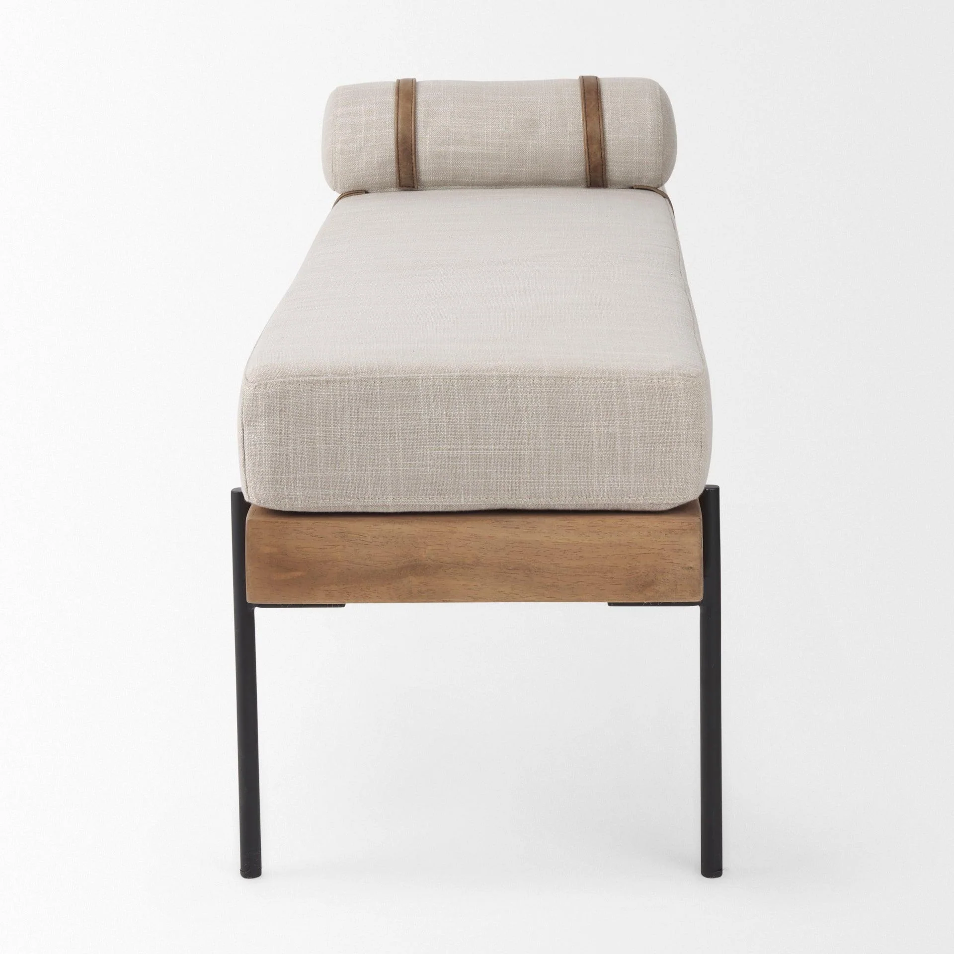 Colburne Cream Fabric w/Brown Wood Bench - Remutear