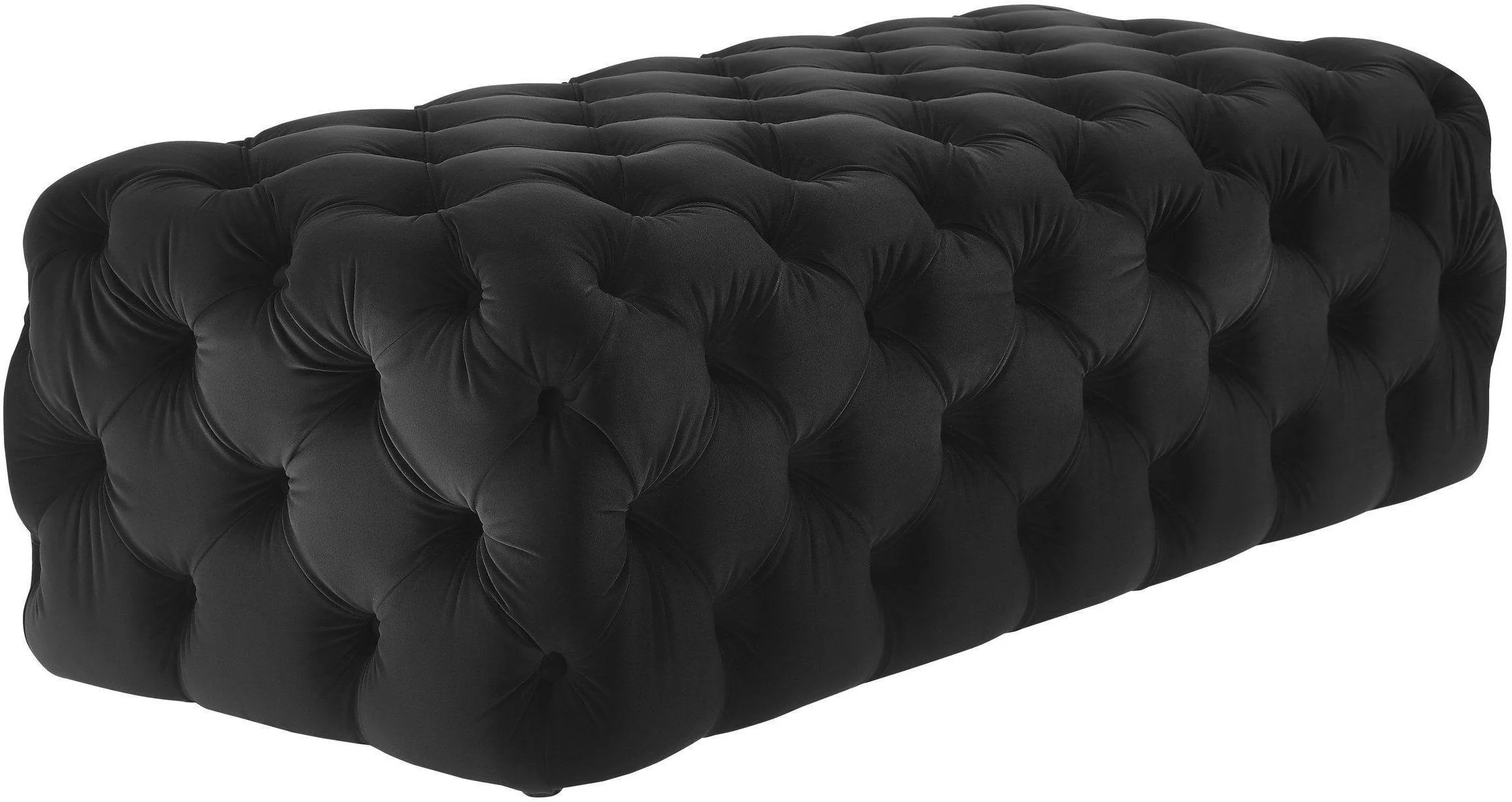 Kaylee Black Velvet Ottoman - Remutear