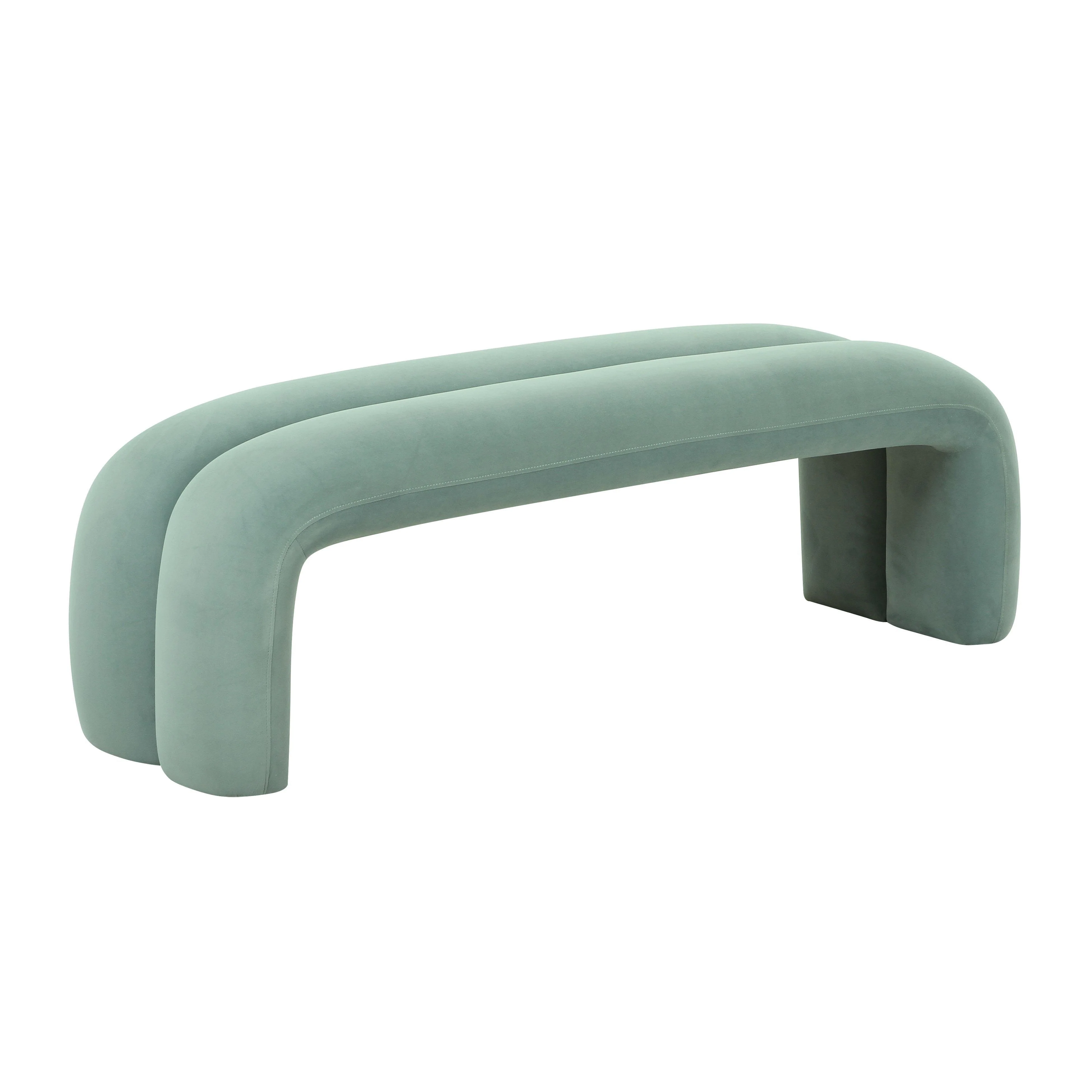 Leigh Green Velvet Channeled Bench - Remutear