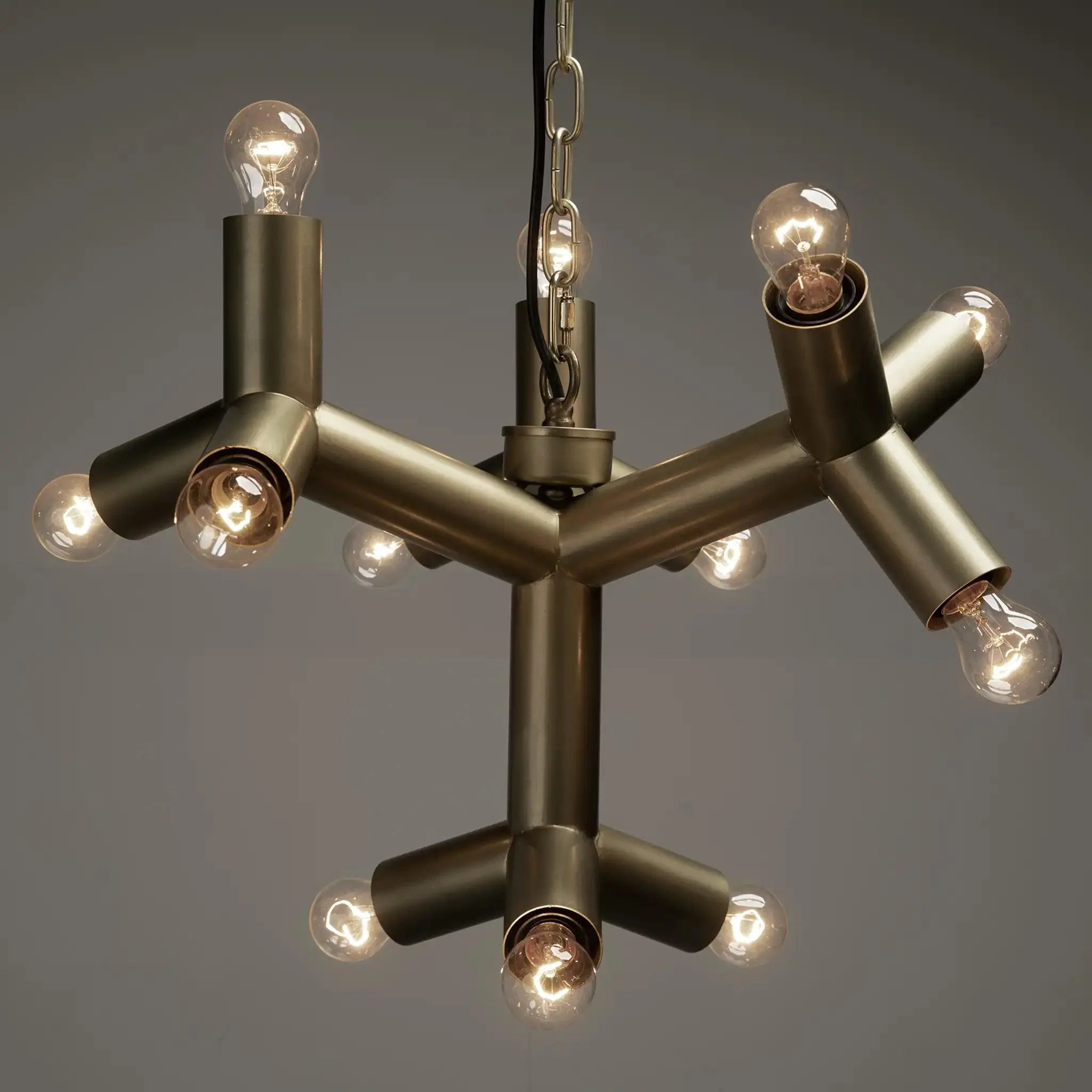 Snow Flake Chandelier, Metal with Brass Finish - Remutear