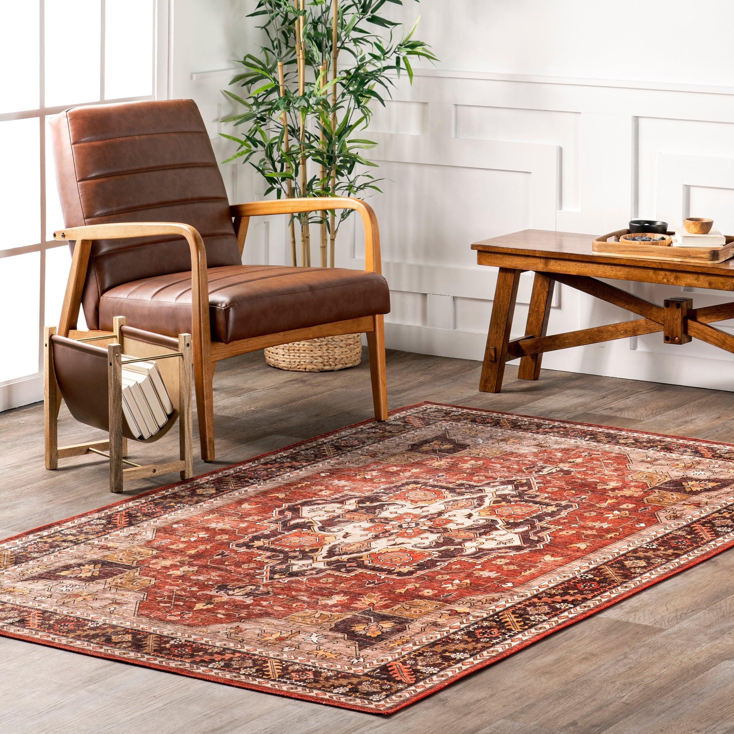 Hera Medallion Stain-Resistant Machine Washable Area Rug - Remutear