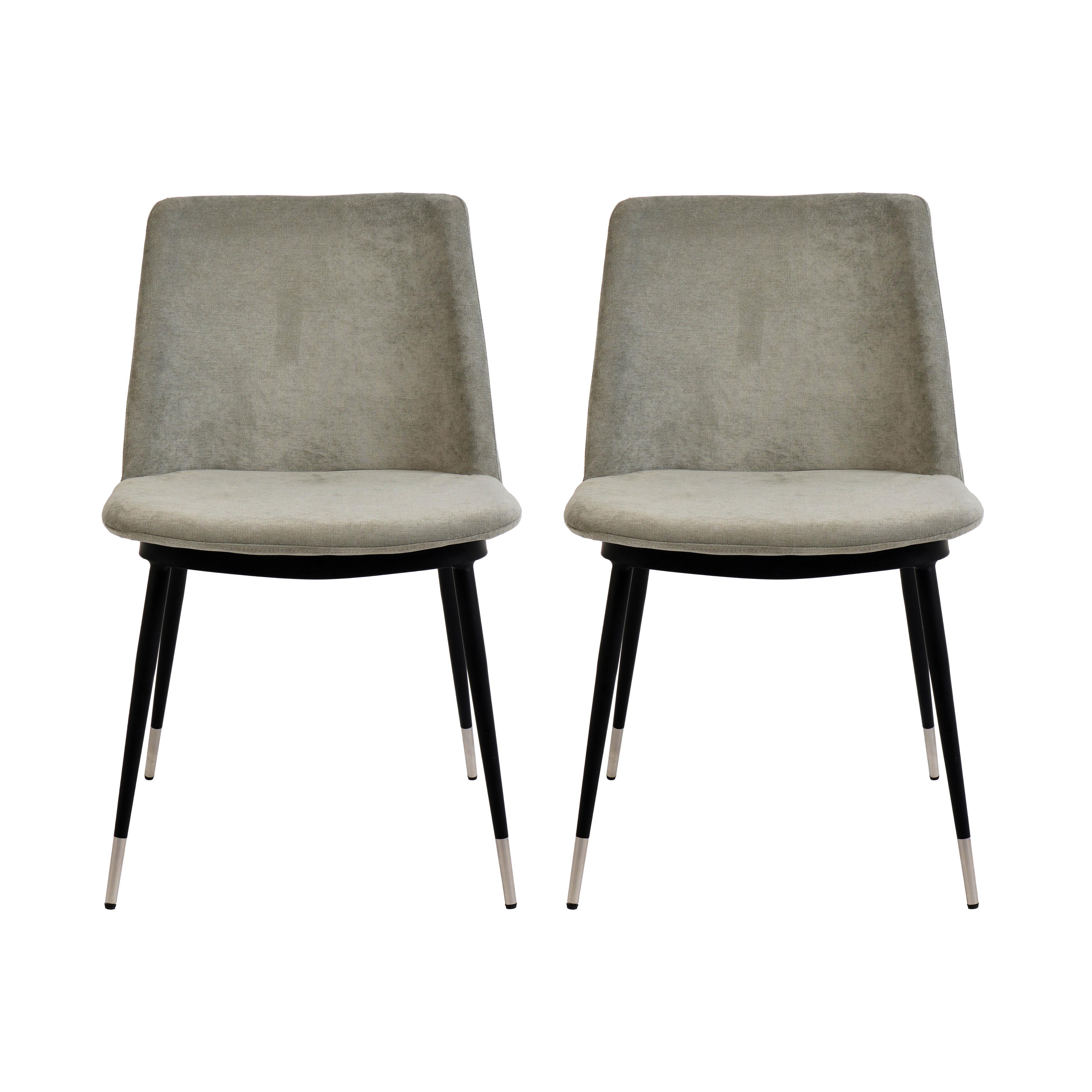 Evora Grey Velvet Chair - Silver Legs (Set of 2) - Remutear