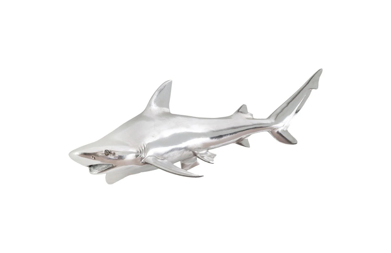 Black Tip Reef Shark Wall Sculpture, Resin, Silver Leaf - Remutear