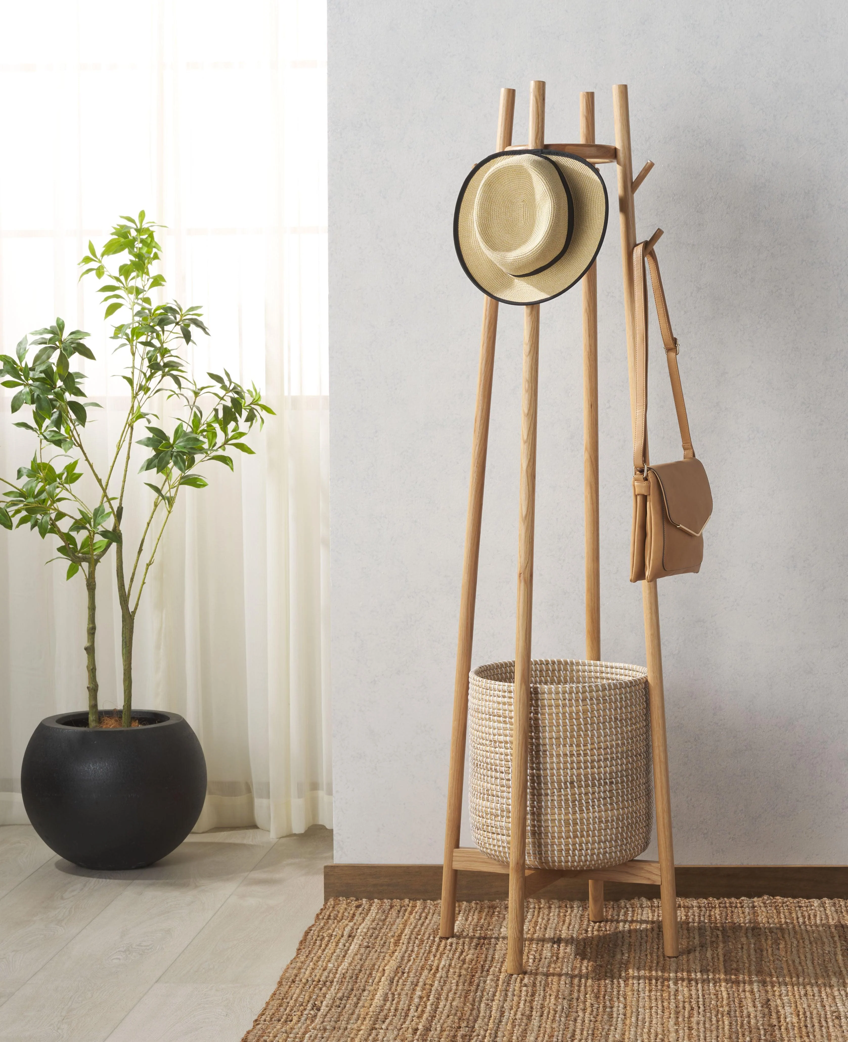 ABELLINA COAT RACK WITH STORAGE BASKET - Remutear