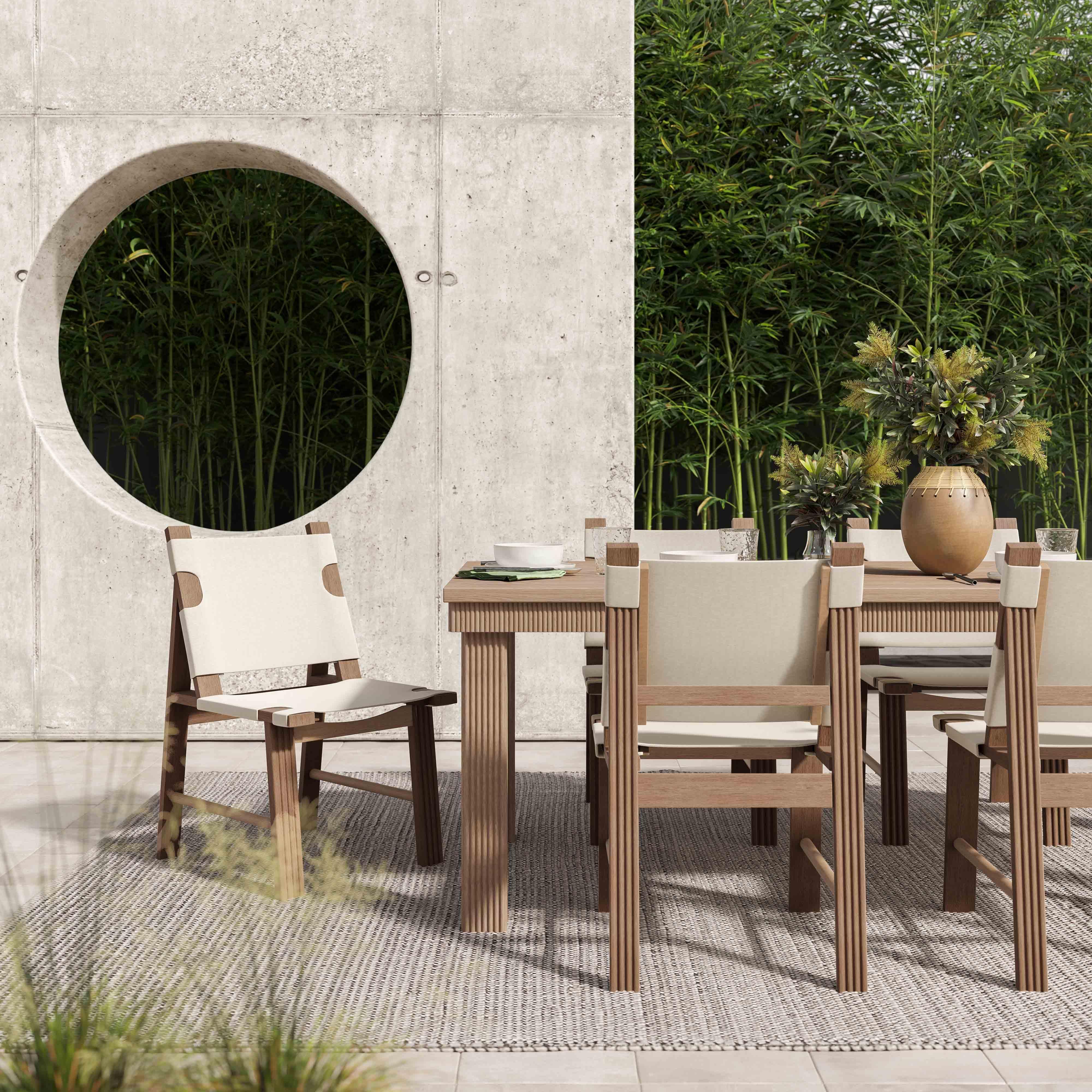 Cassie Natural 75 Inch Rectangular Outdoor Dining Table - Remutear
