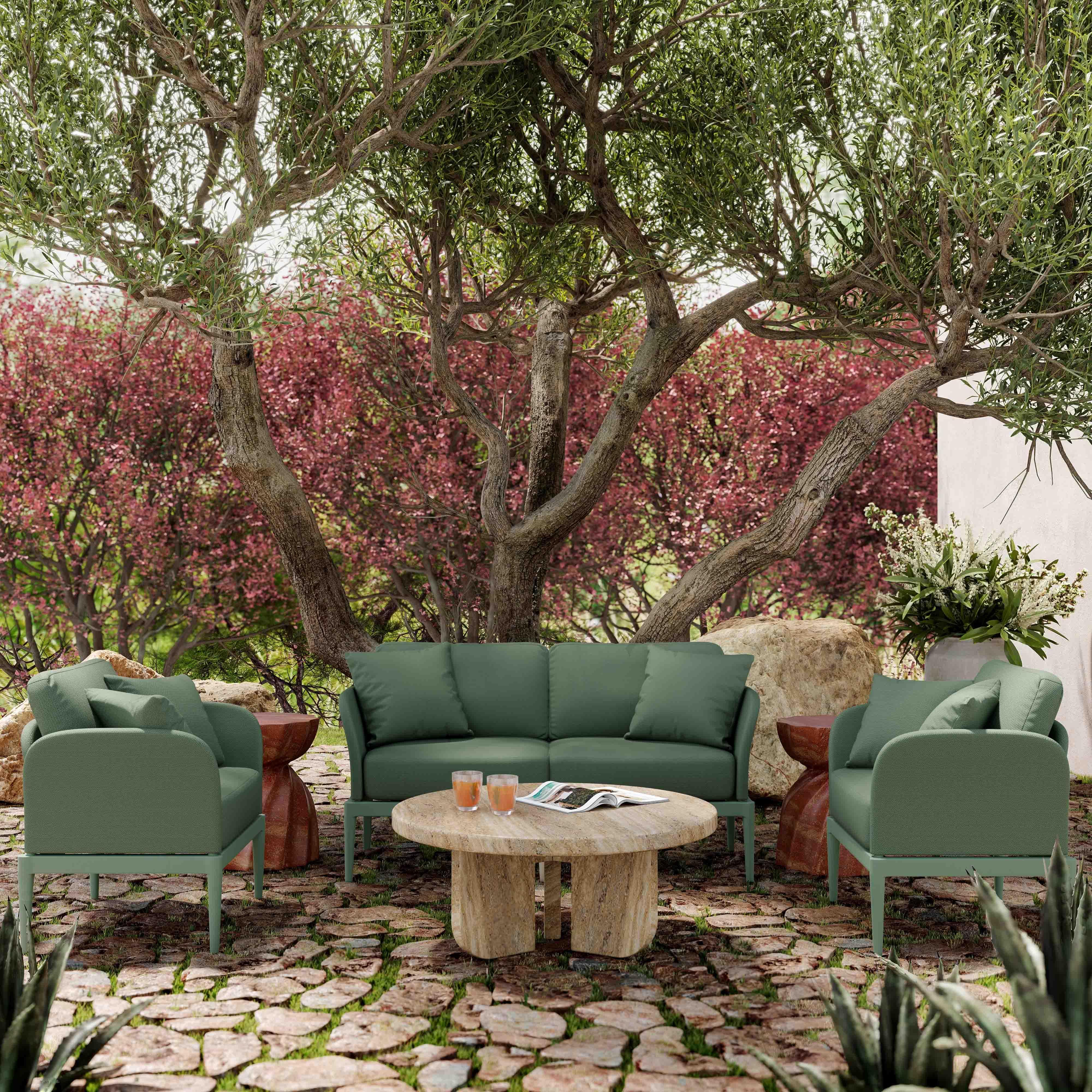 Kapri Moss Green Modular Outdoor Loveseat - Remutear