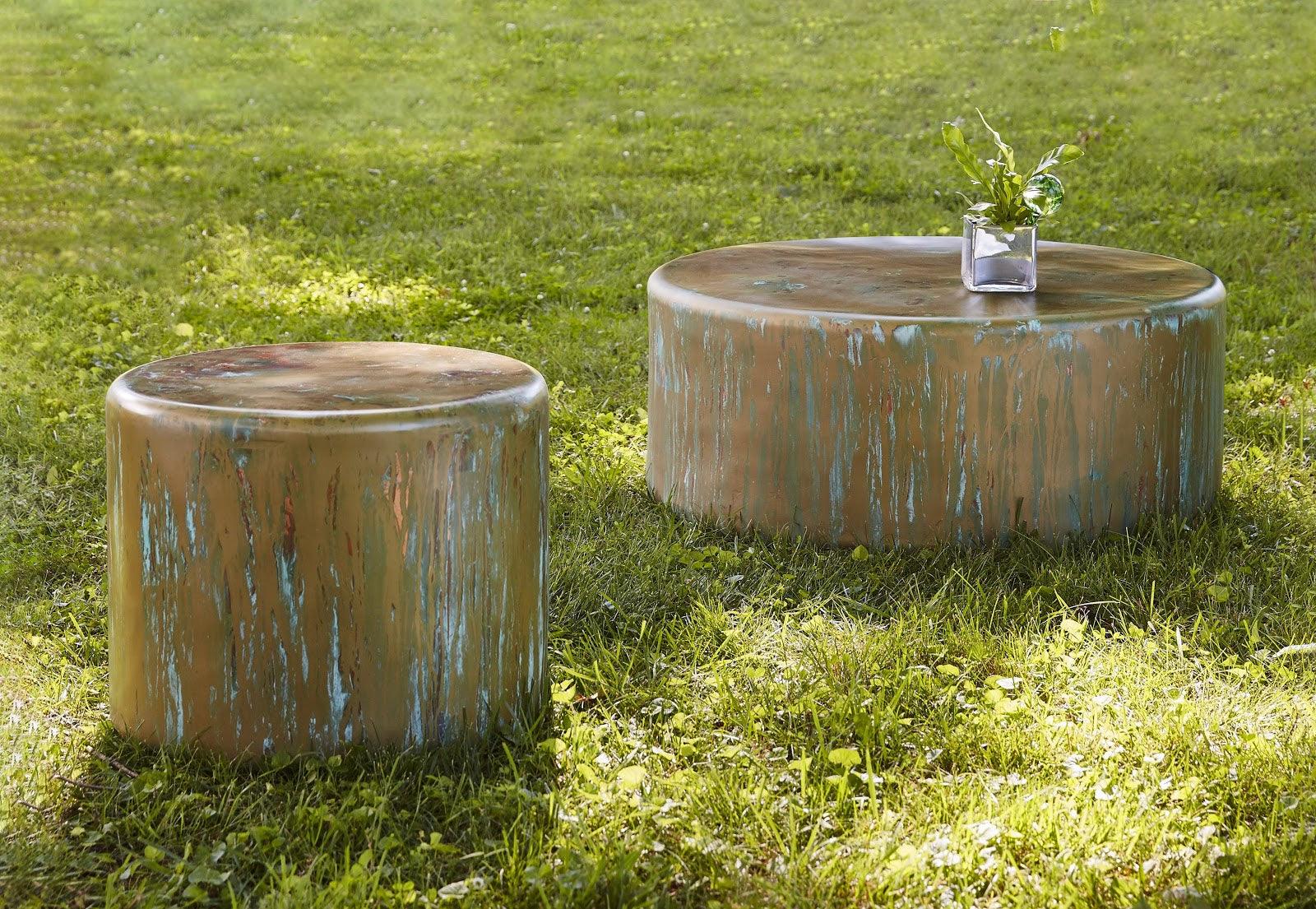 Button End Table, Lichen Finish - Remutear