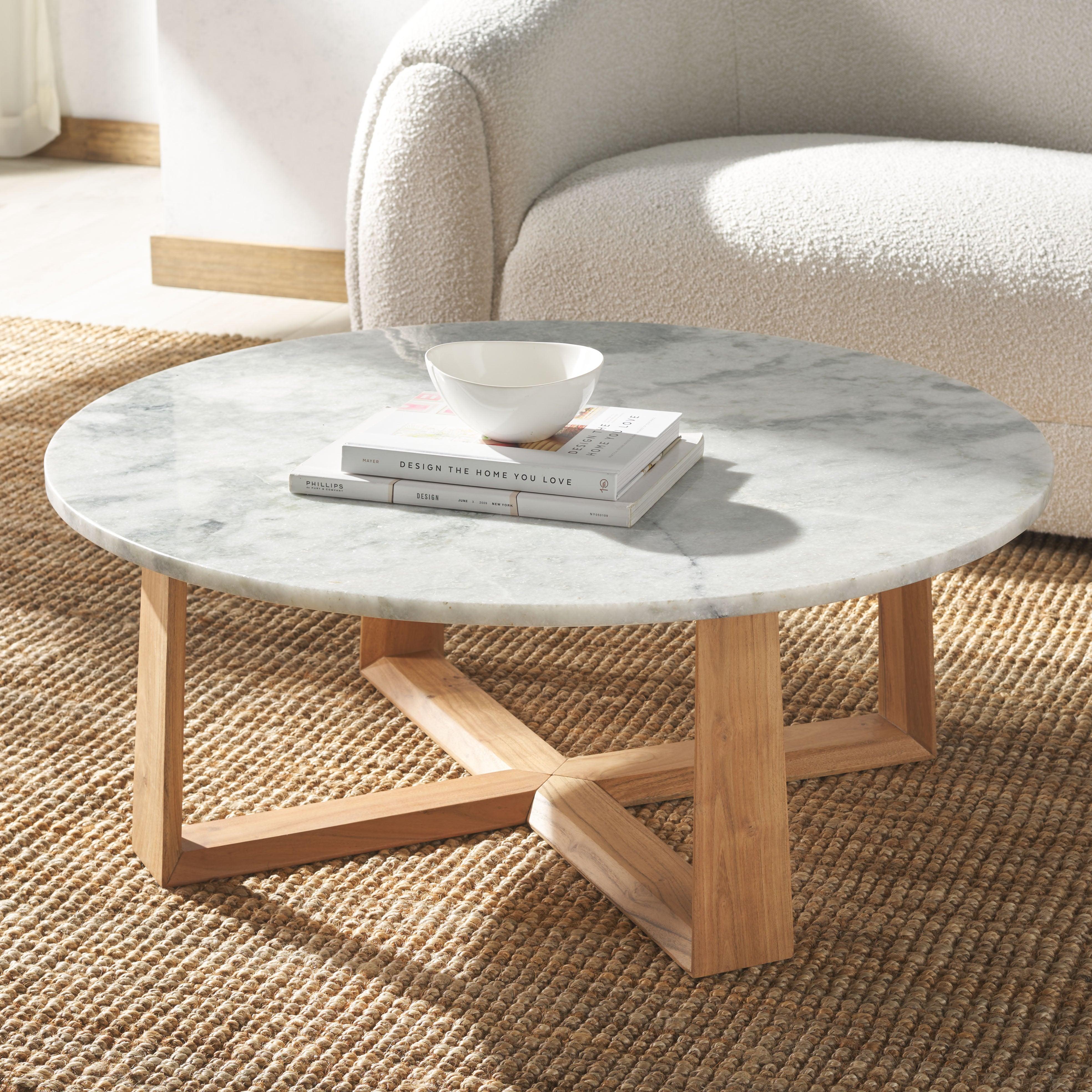 TRENTON ROUND MARBLE TOP COFFEE TABLE - Remutear