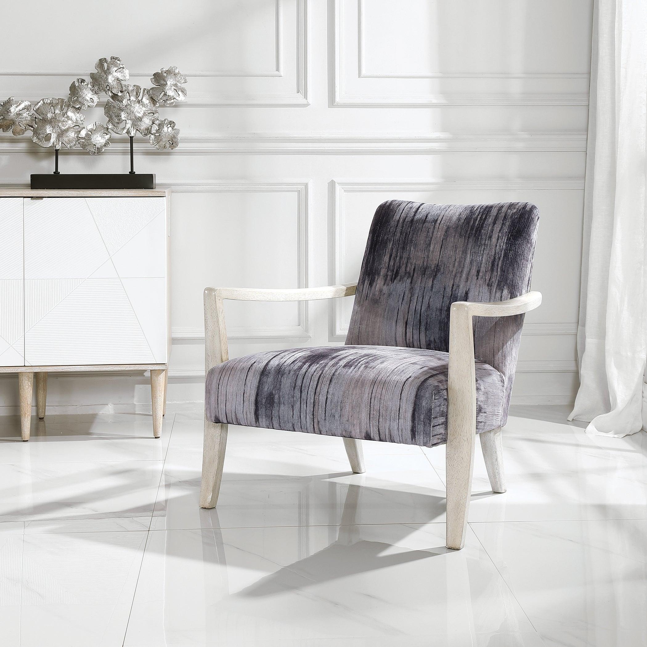 Watercolor Gray Chenille Accent Chair - Remutear