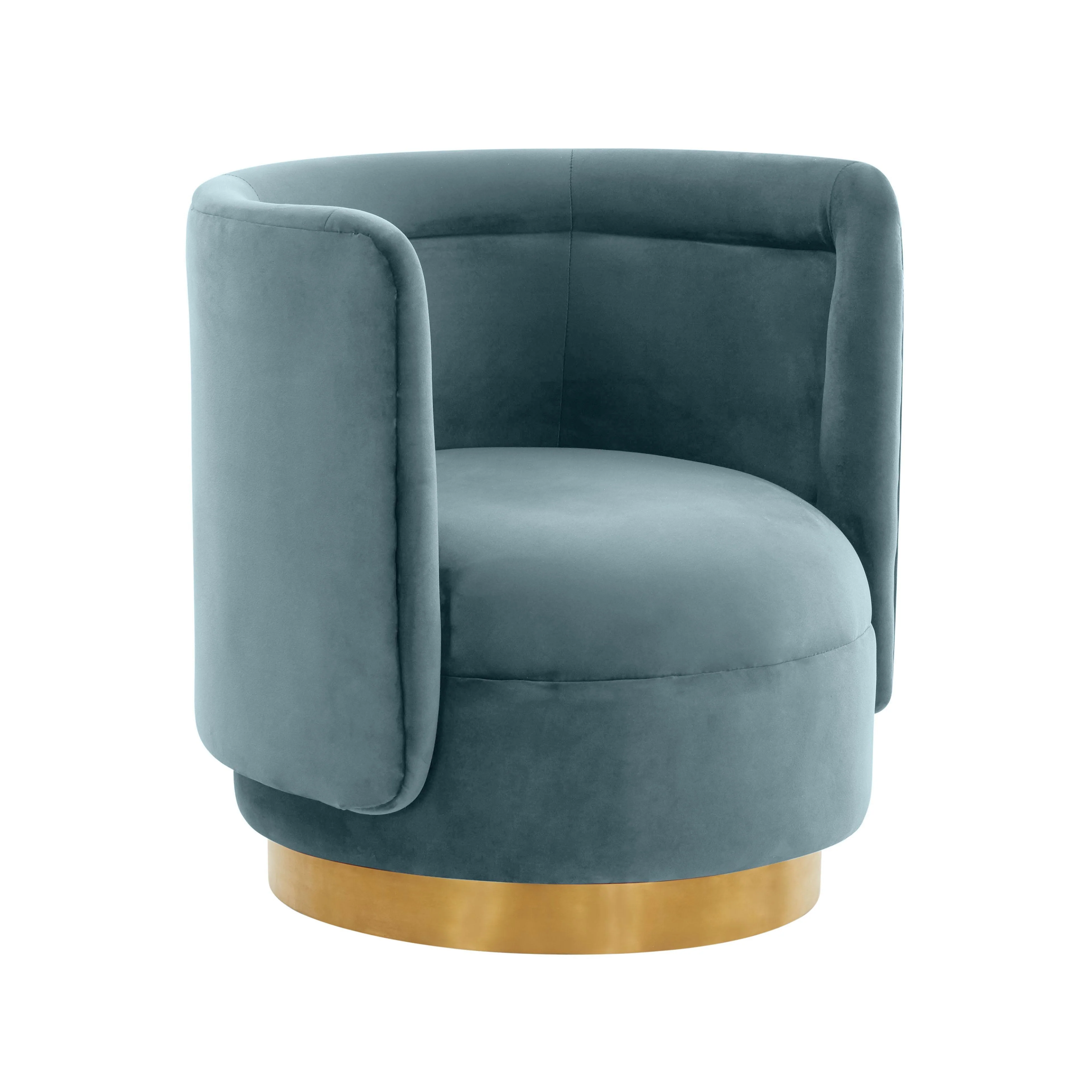 Remy Bluestone Velvet Swivel Chair - Remutear