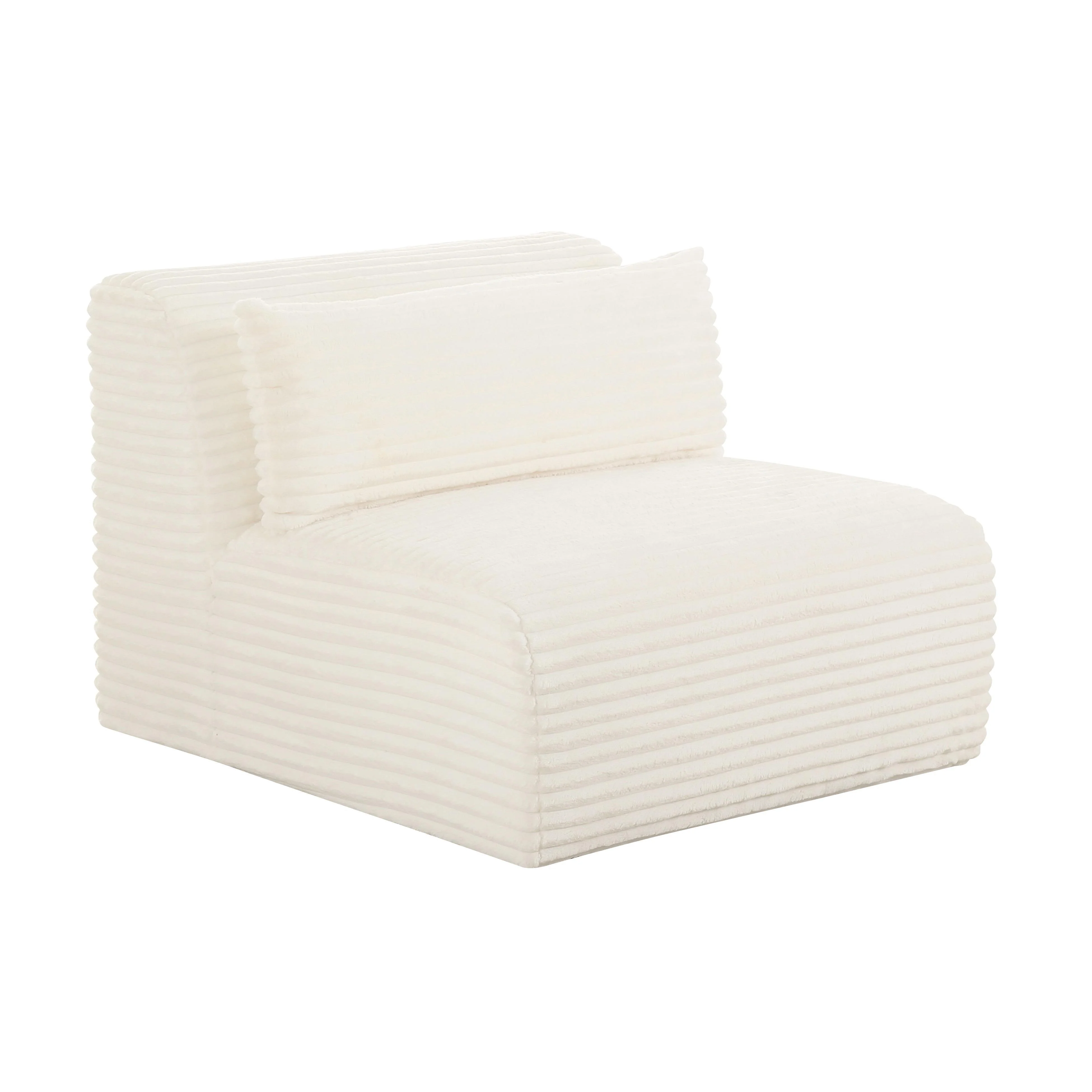 Tarra Fluffy Oversized Cream Corduroy Modular Armless Chair - Remutear