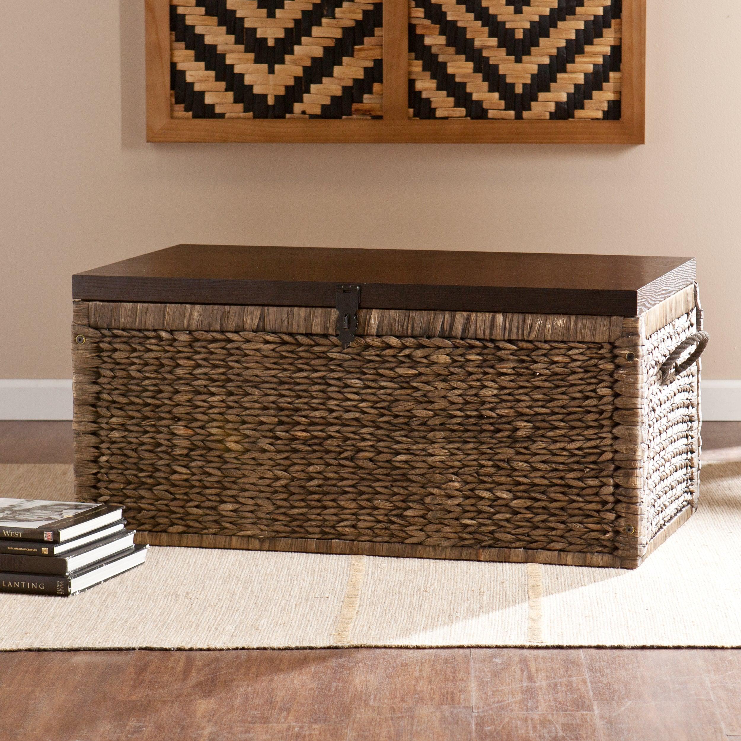 Harrowell Water Hyacinth Storage Trunk - Blackwashed w/ Espresso - Remutear