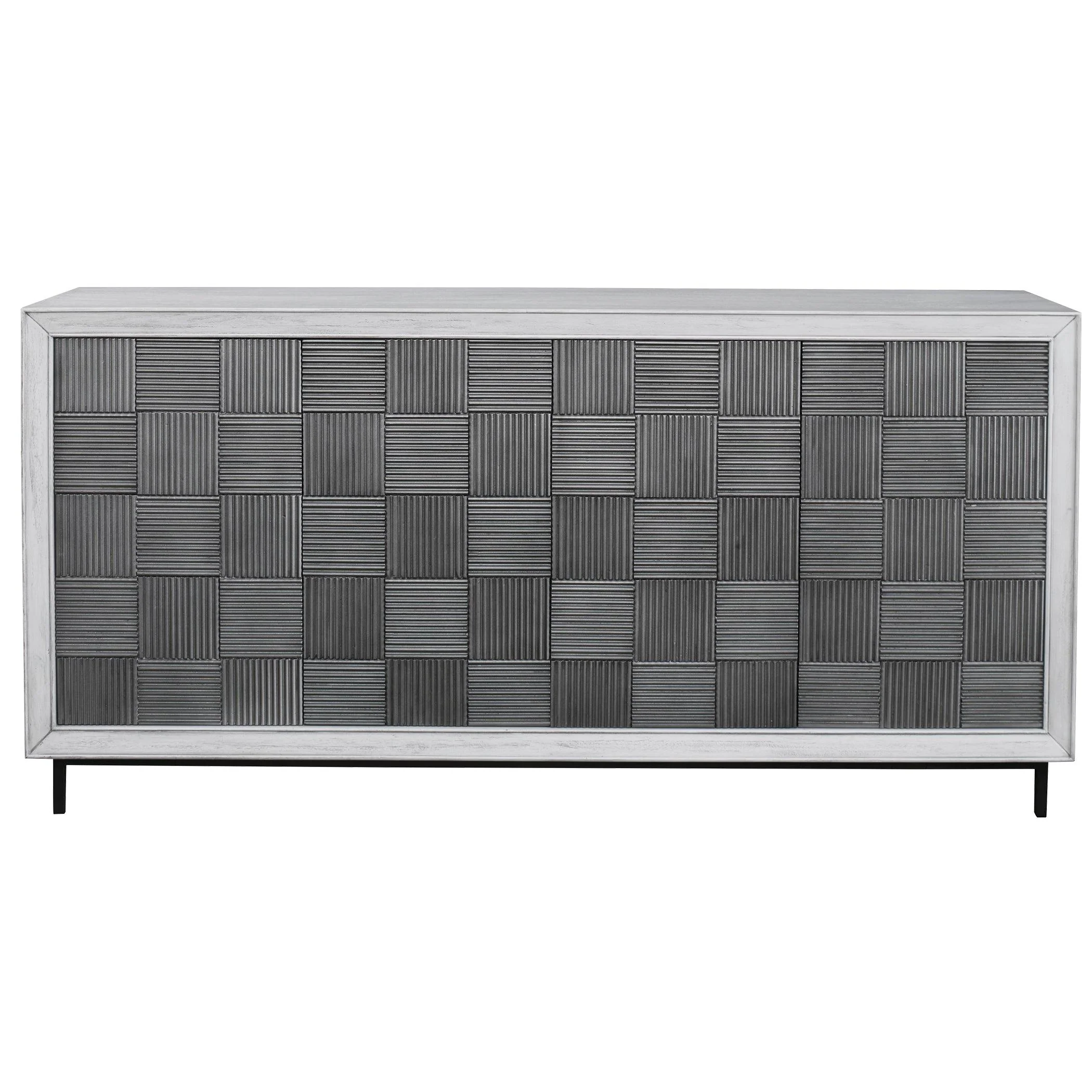 Checkerboard 4 Door Gray Cabinet - Remutear