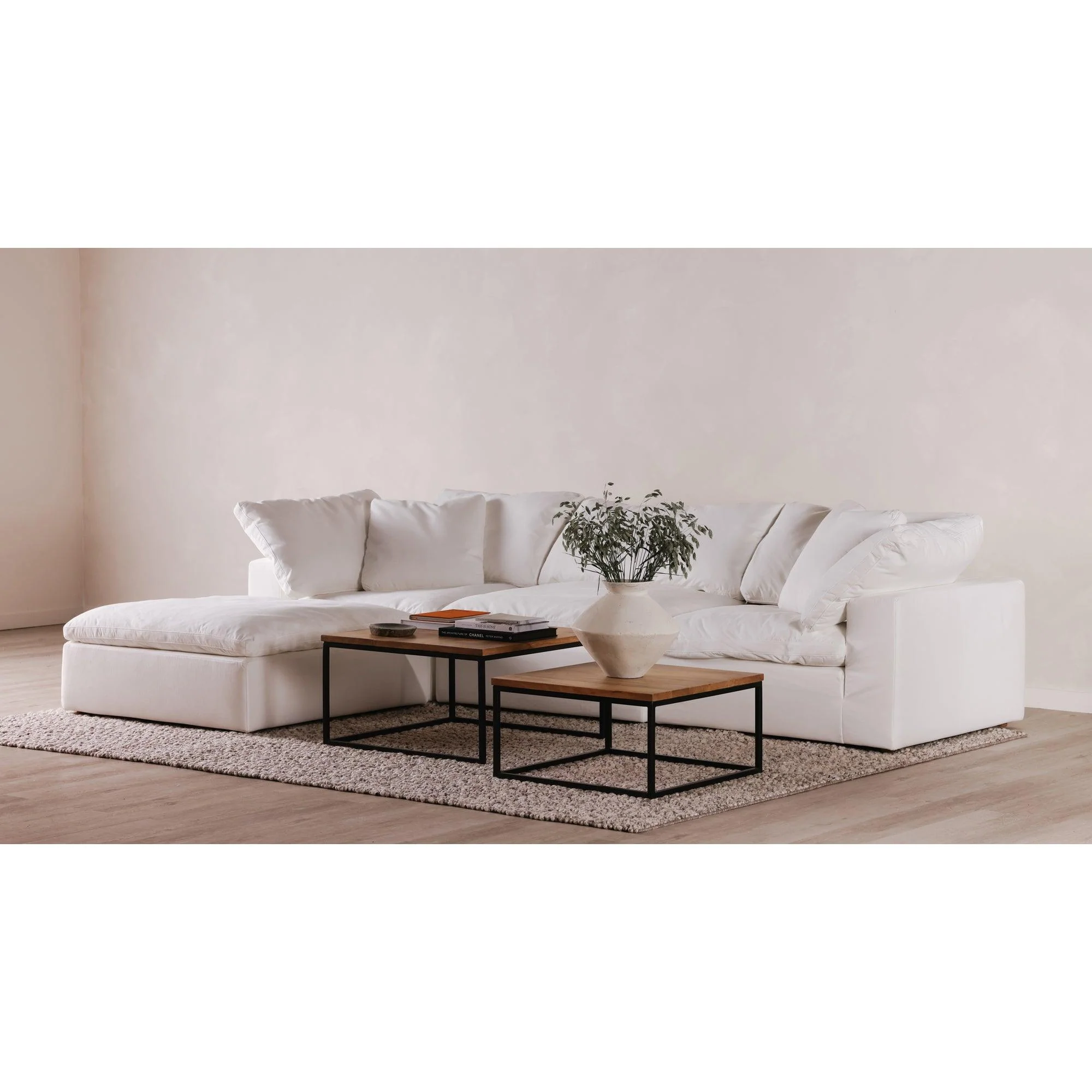 Clay Lounge Modular Sectional Performance Fabric White - Remutear
