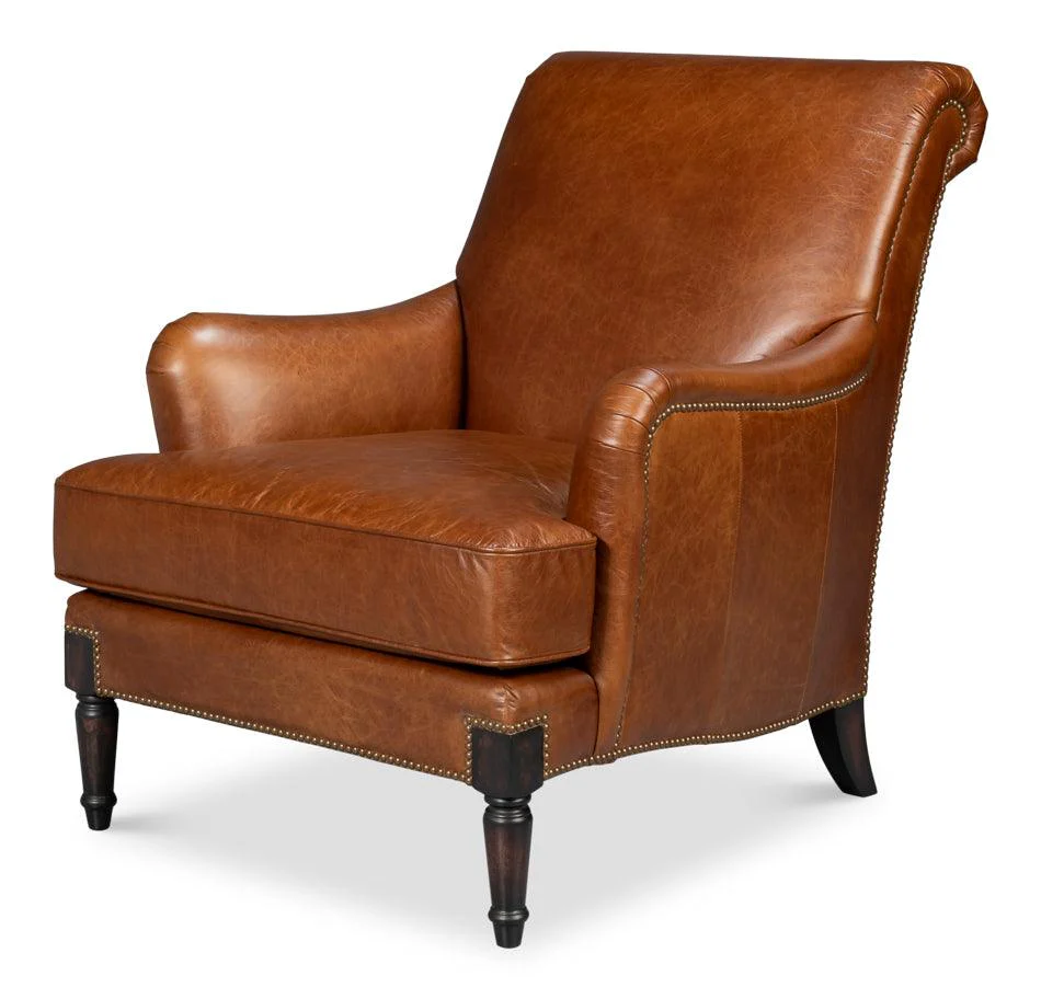 Gaston Distilled Leather Chair - Brown - Remutear