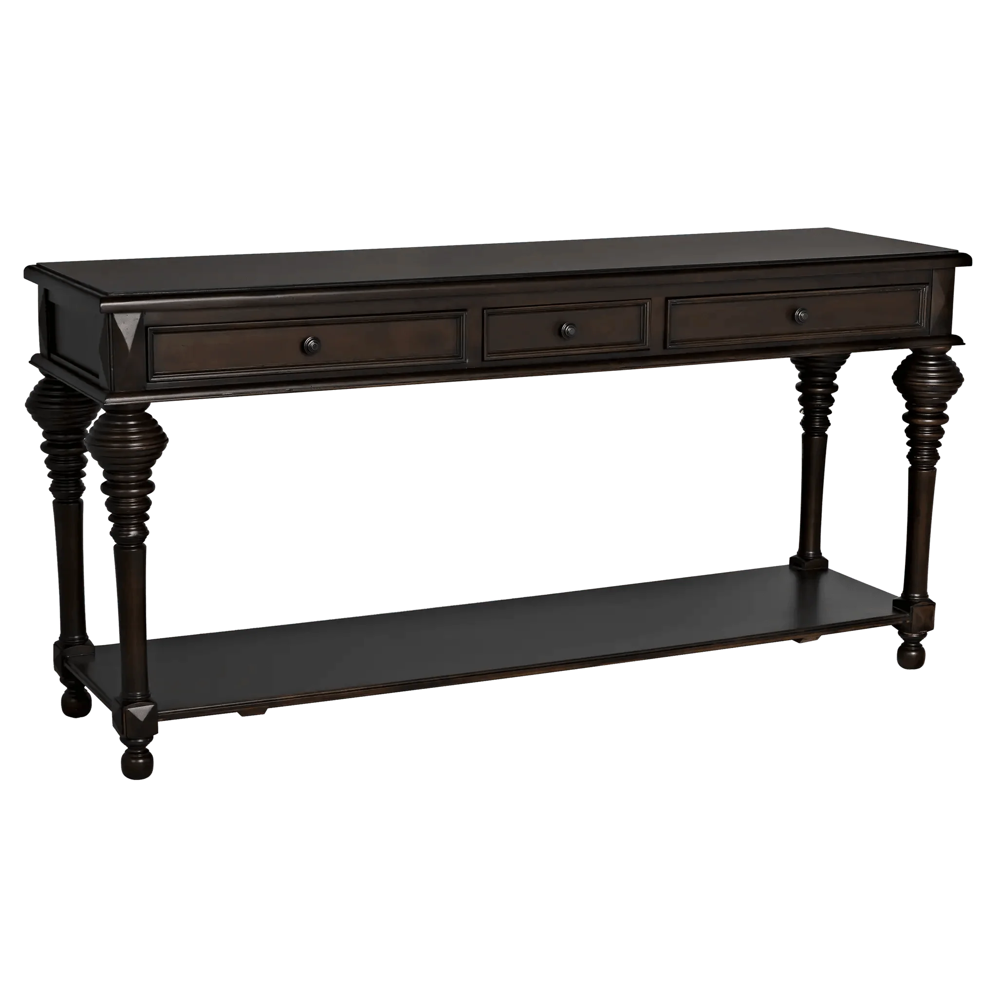 Colonial Large Sofa Table, Distressed Brown - Remutear