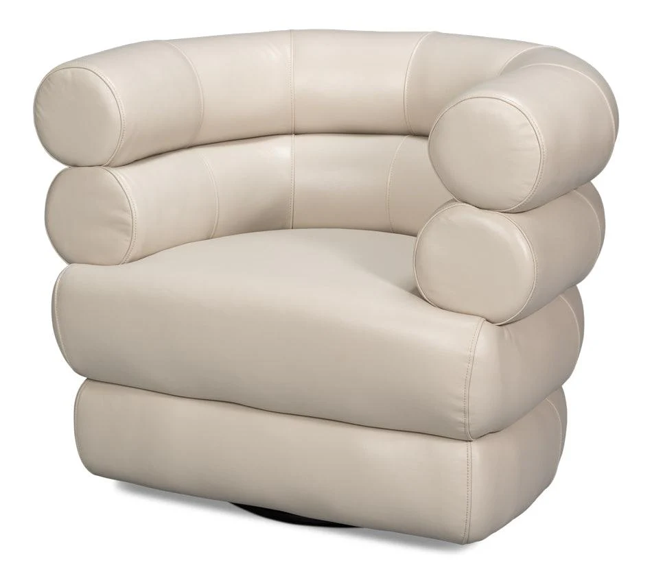Rondo Leather Swivel Chair - White - Remutear