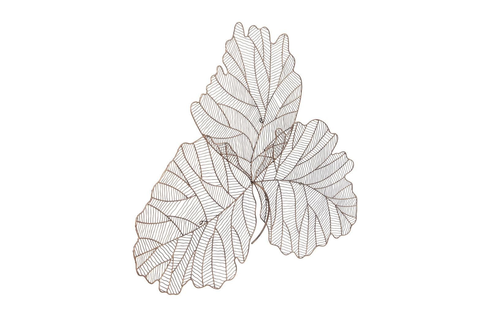 Tri Leaf Wall Art, Large, Metal, Copper/Black - Remutear