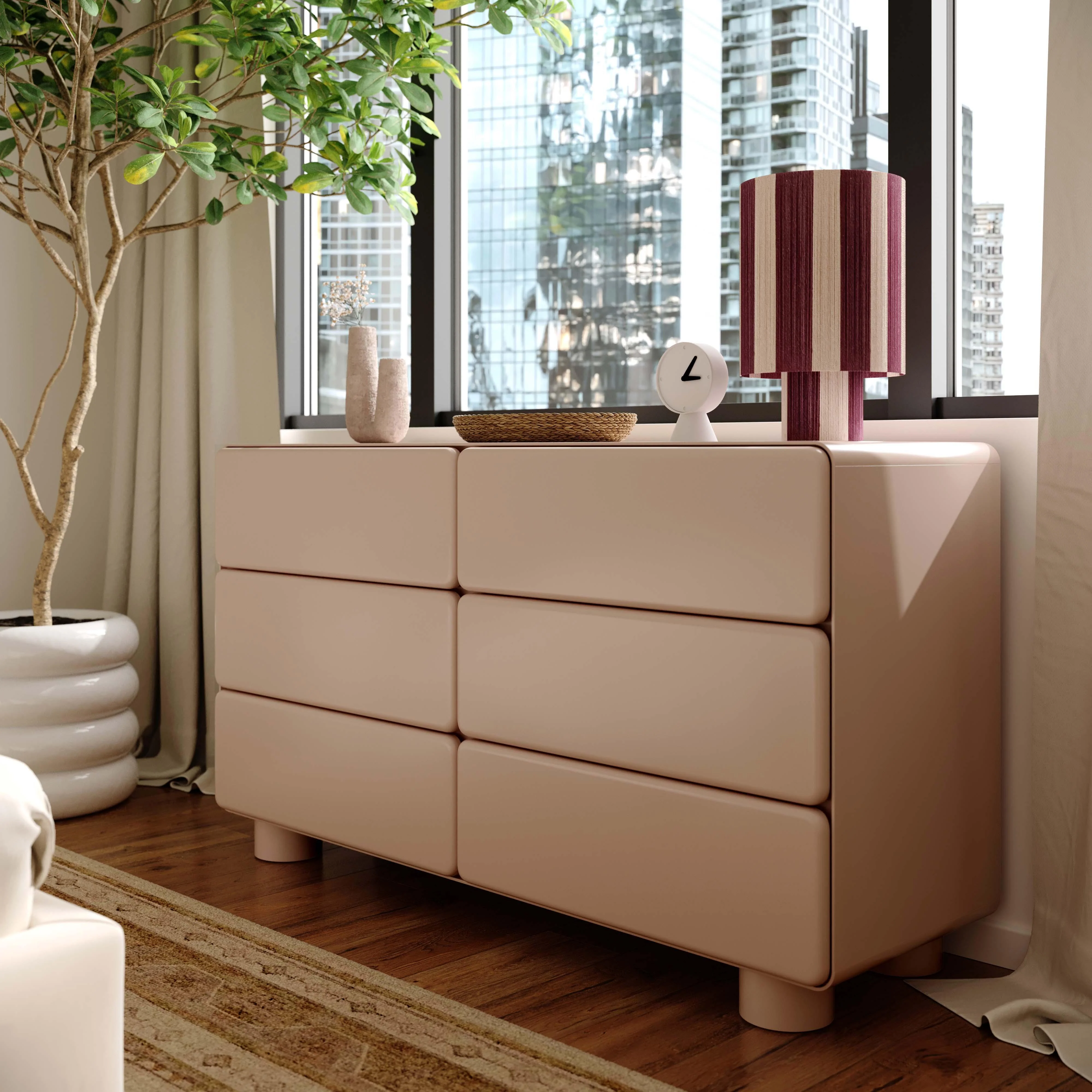 Tammy Taupe 6-Drawer Dresser - Remutear