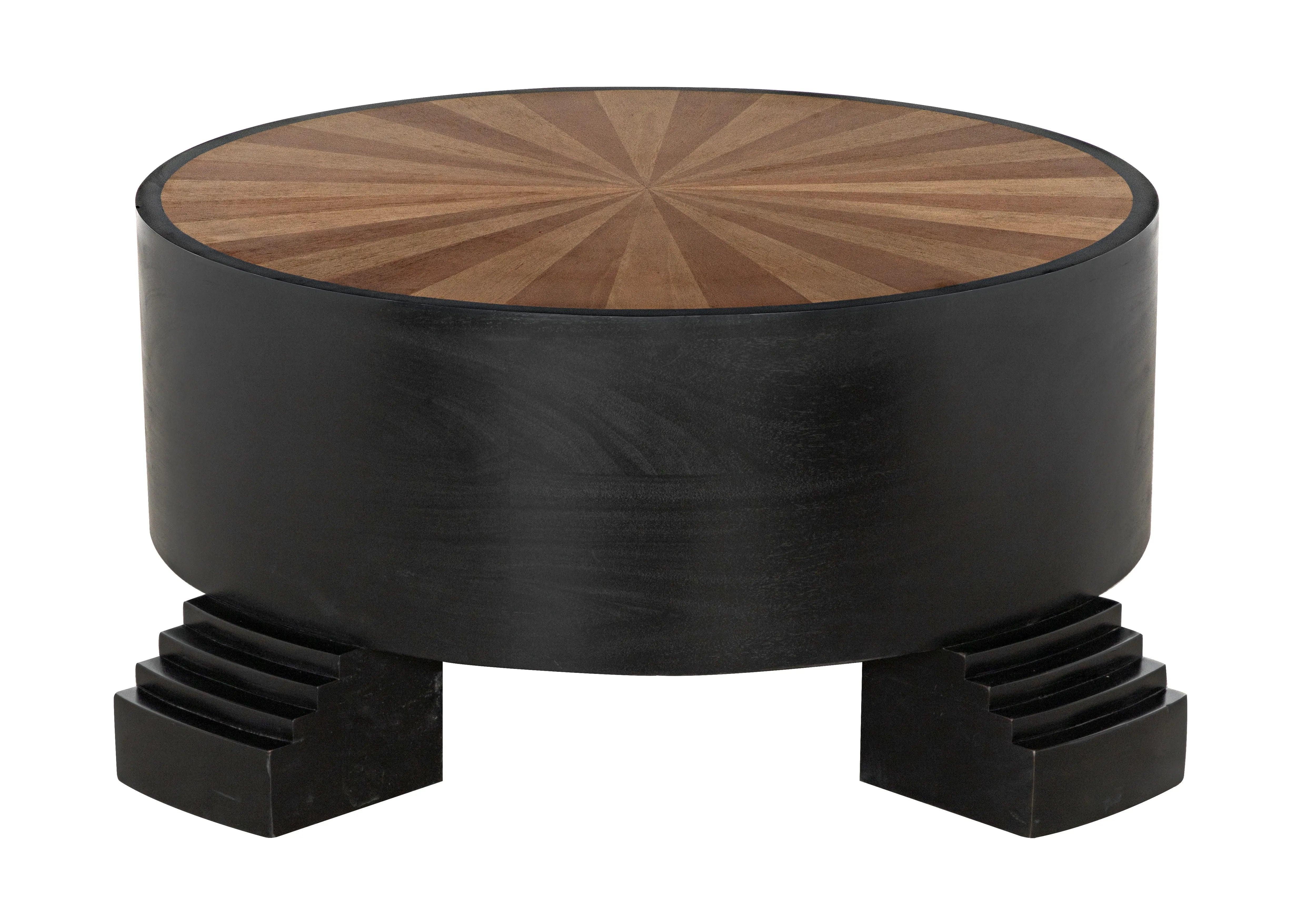 Tambour Coffee Table, Hand Rubbed Black with Veneer Top - Remutear