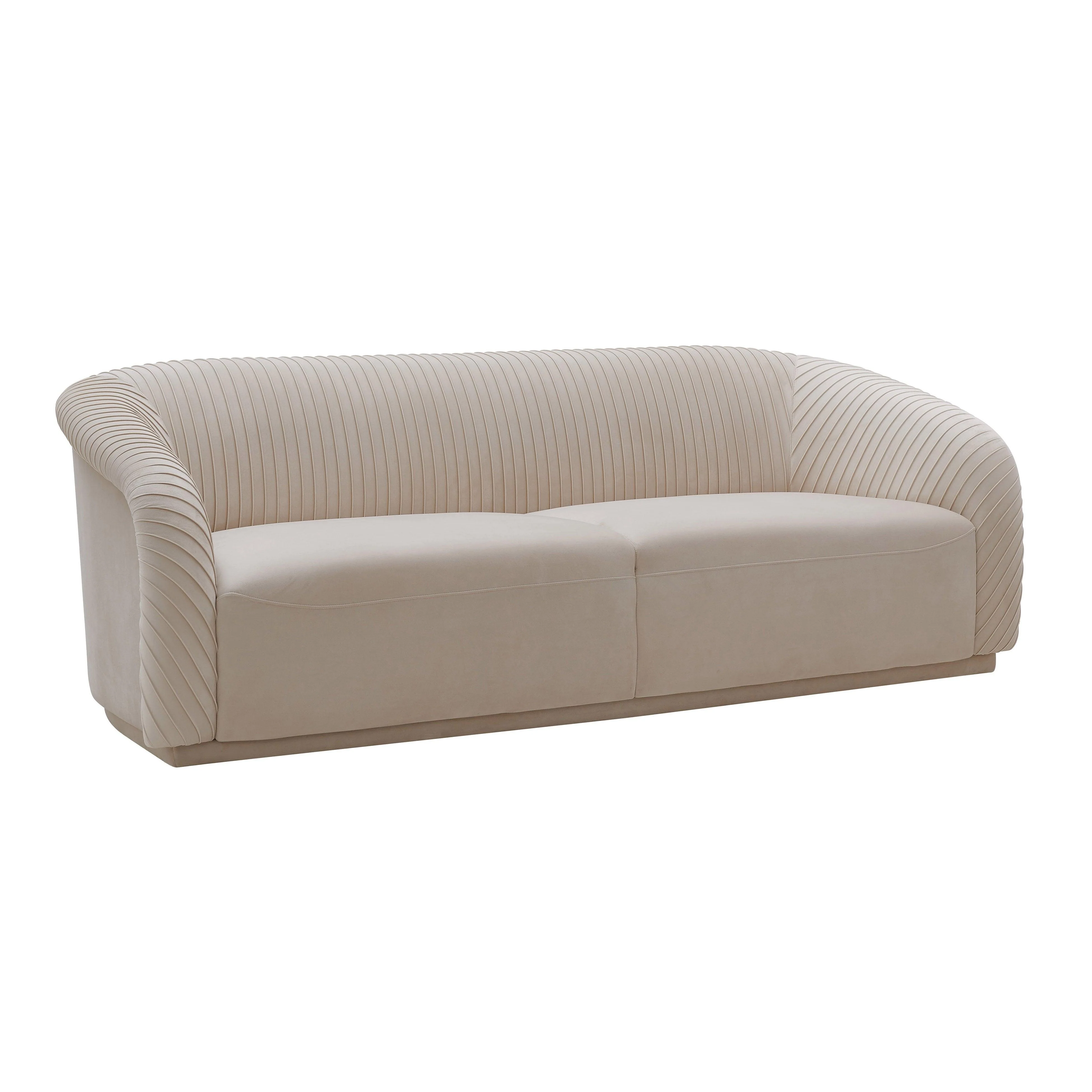 Yara Pleated Beige Velvet Sofa - Remutear