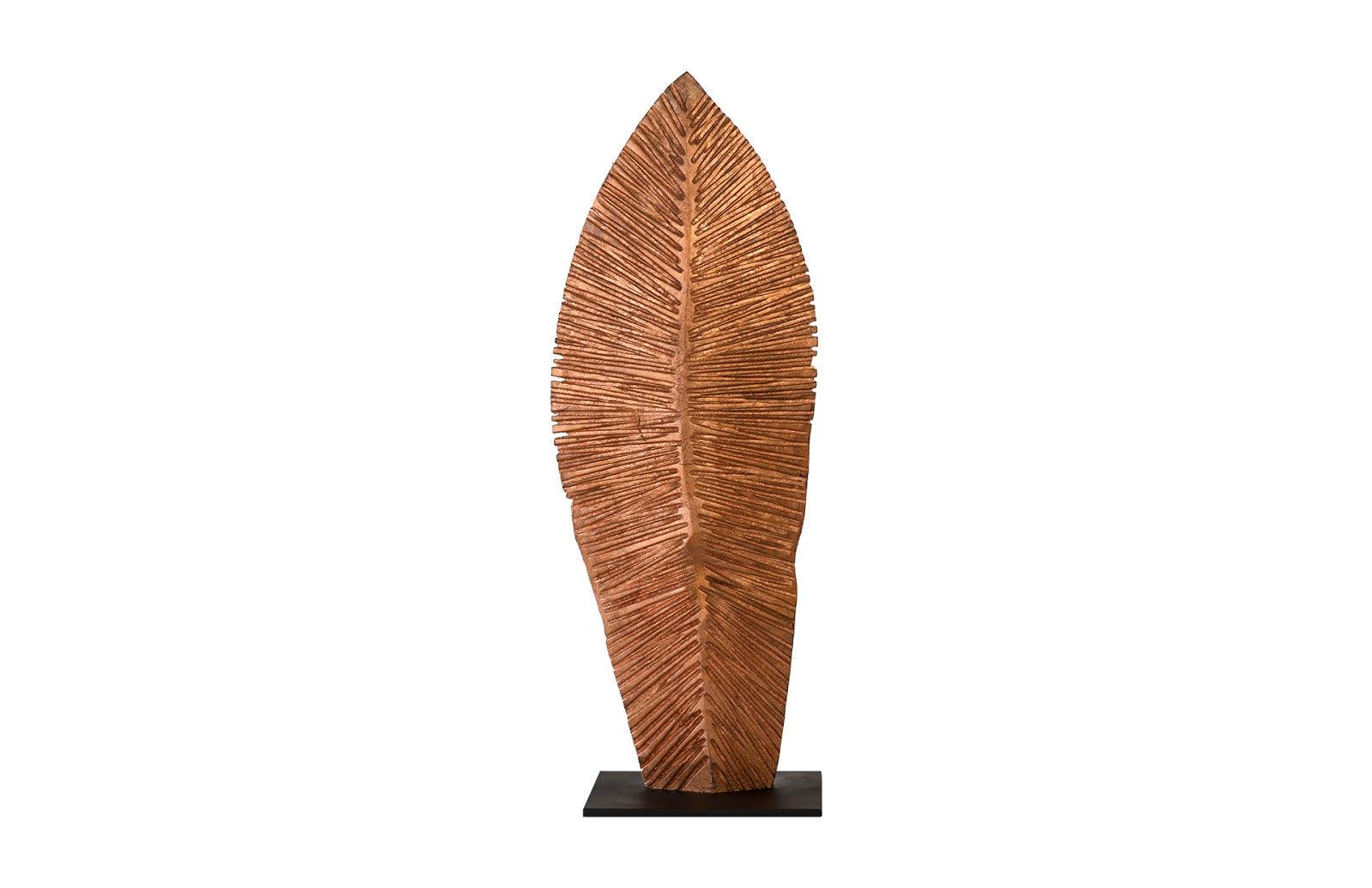 Carved Leaf on Stand, Copper Leaf, SM - Remutear