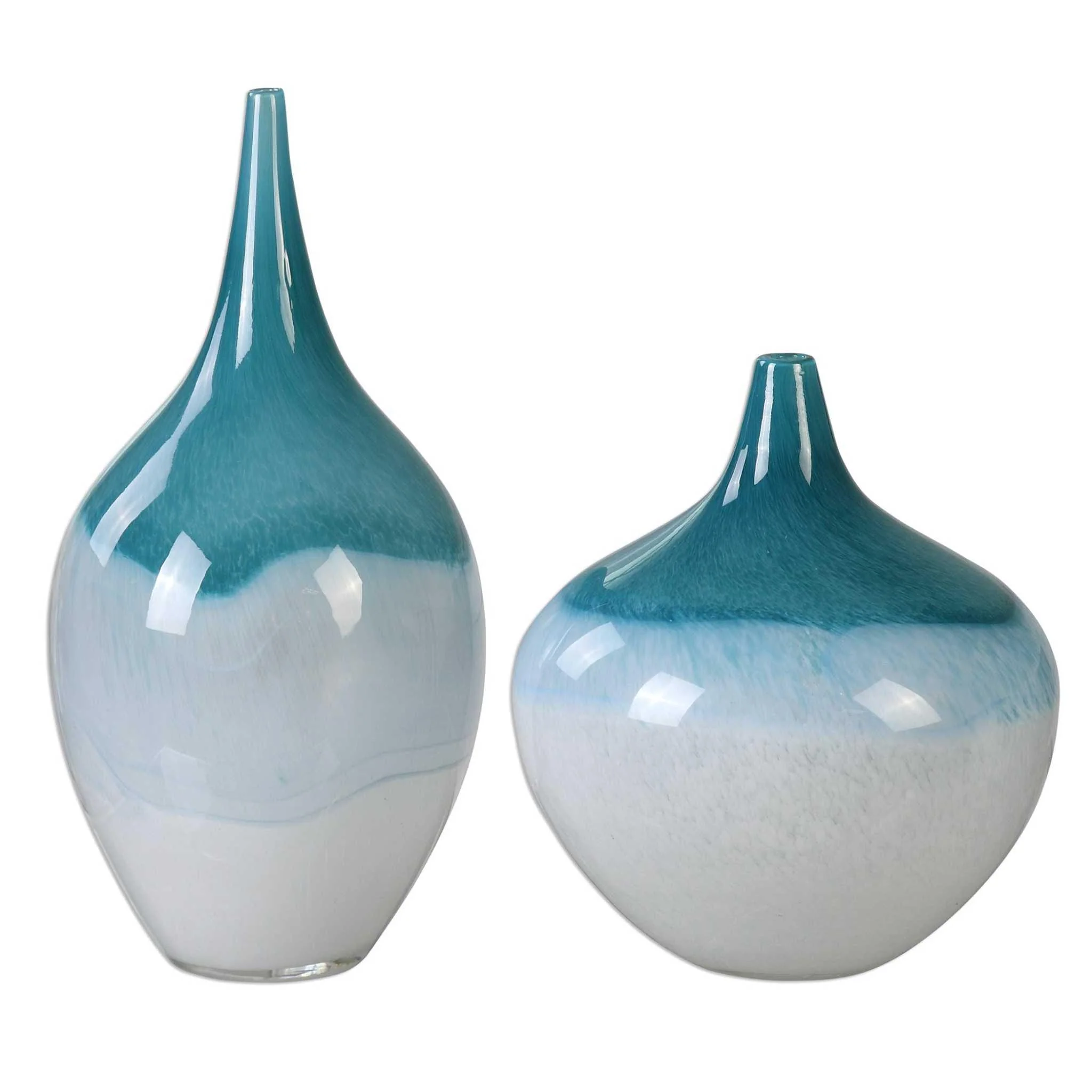 CARLA TEAL WHITE VASES, SET OF 2 - Remutear
