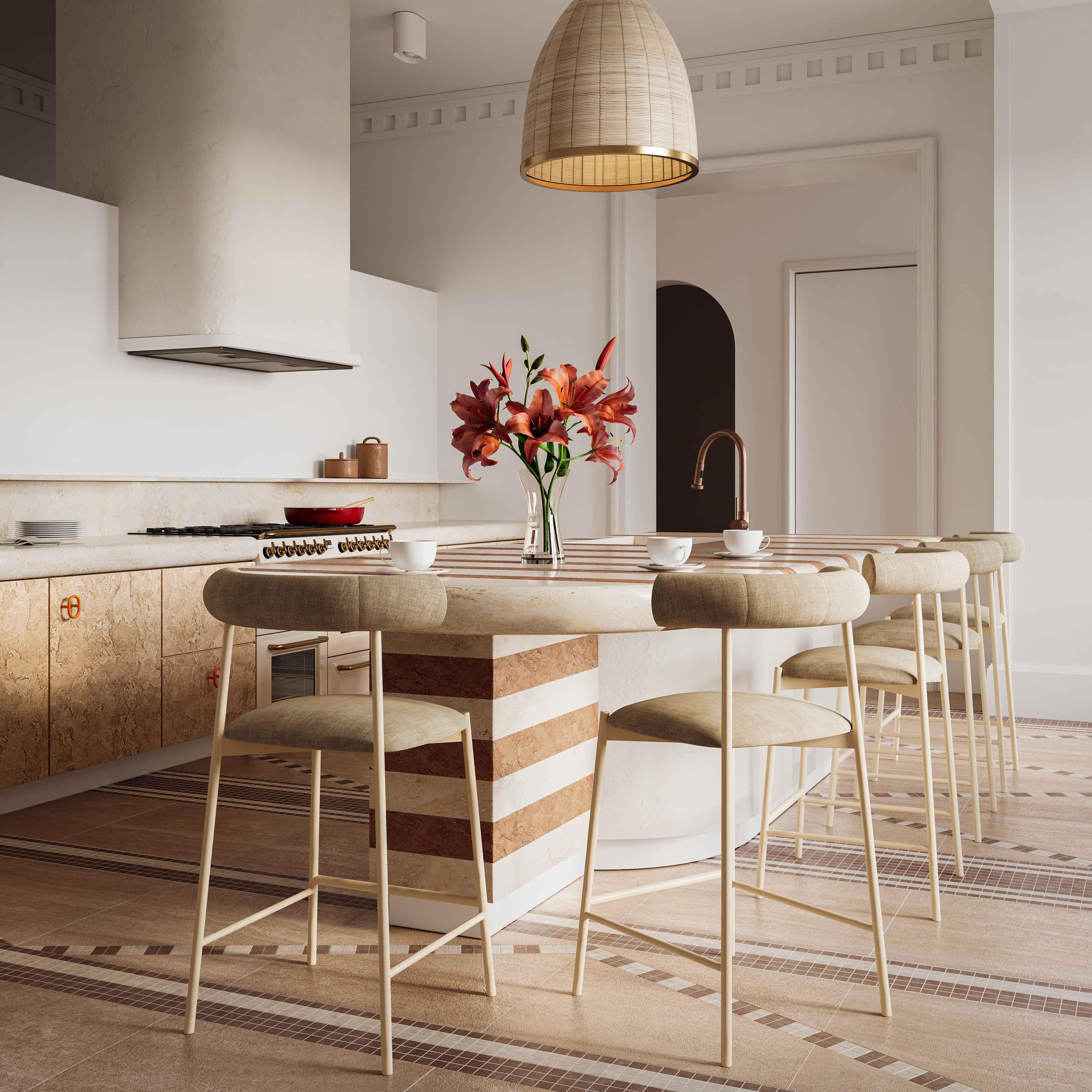 Liliana Taupe Velvet Counter Stool - Remutear