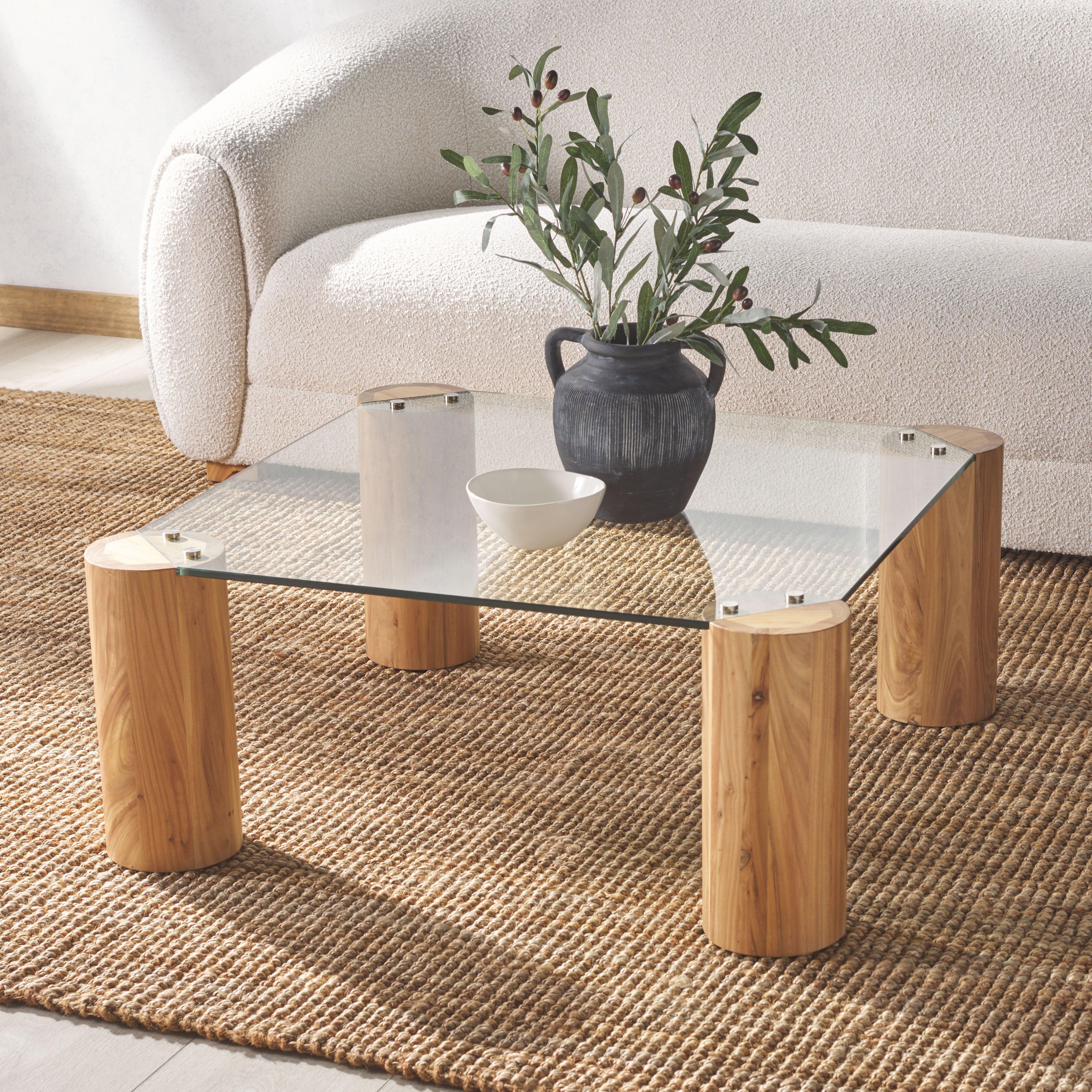 ROBBIE SQUARE GLASS TOP COFFEE TABLE - Remutear