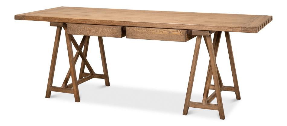 Sawhorse Desk - Natural Polished Old Pine - Remutear