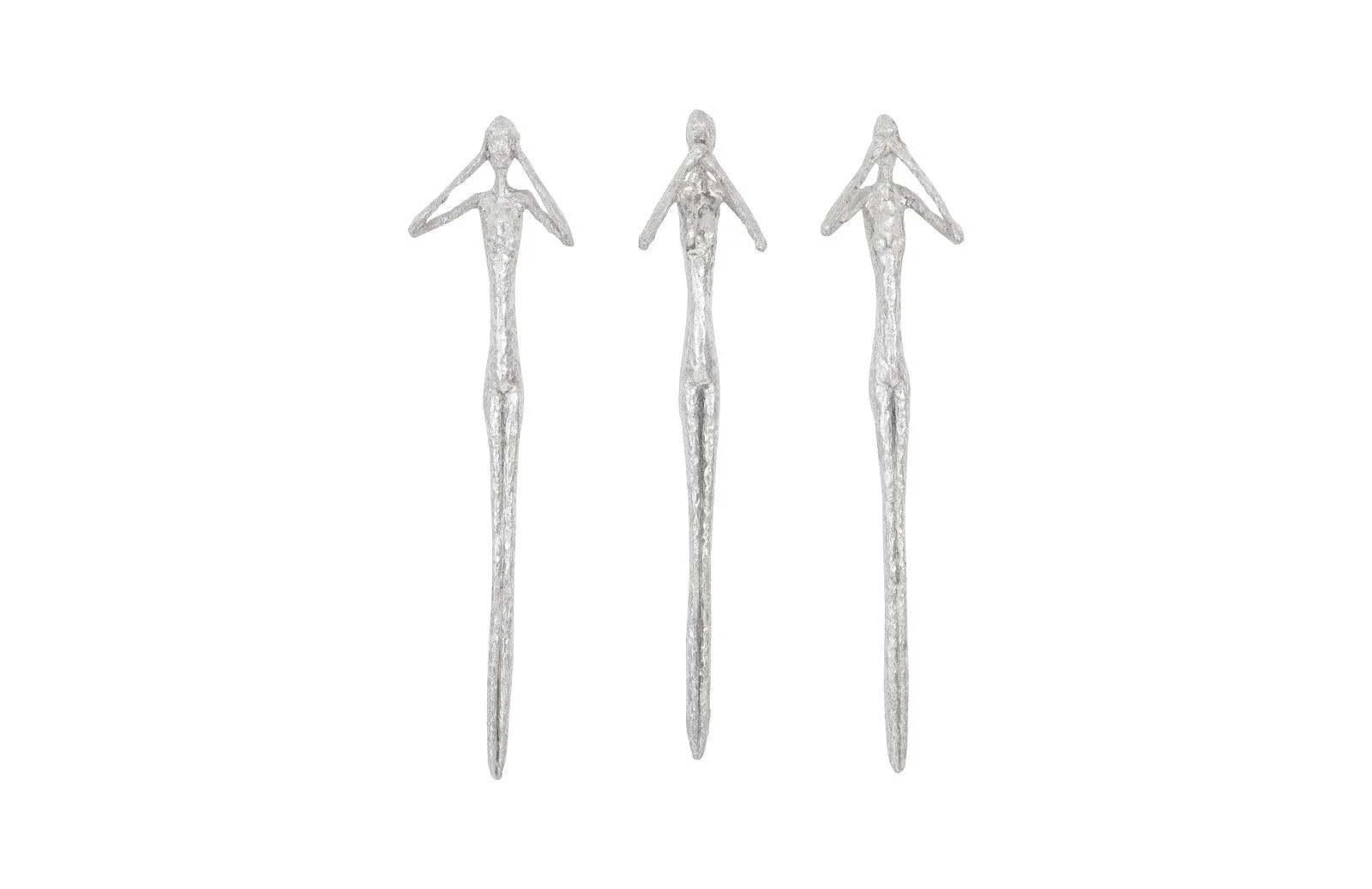 See,Hear,Speak no Evil Set of 3 Silver Leaf, Silver Leaf, Set Of 3 - Remutear