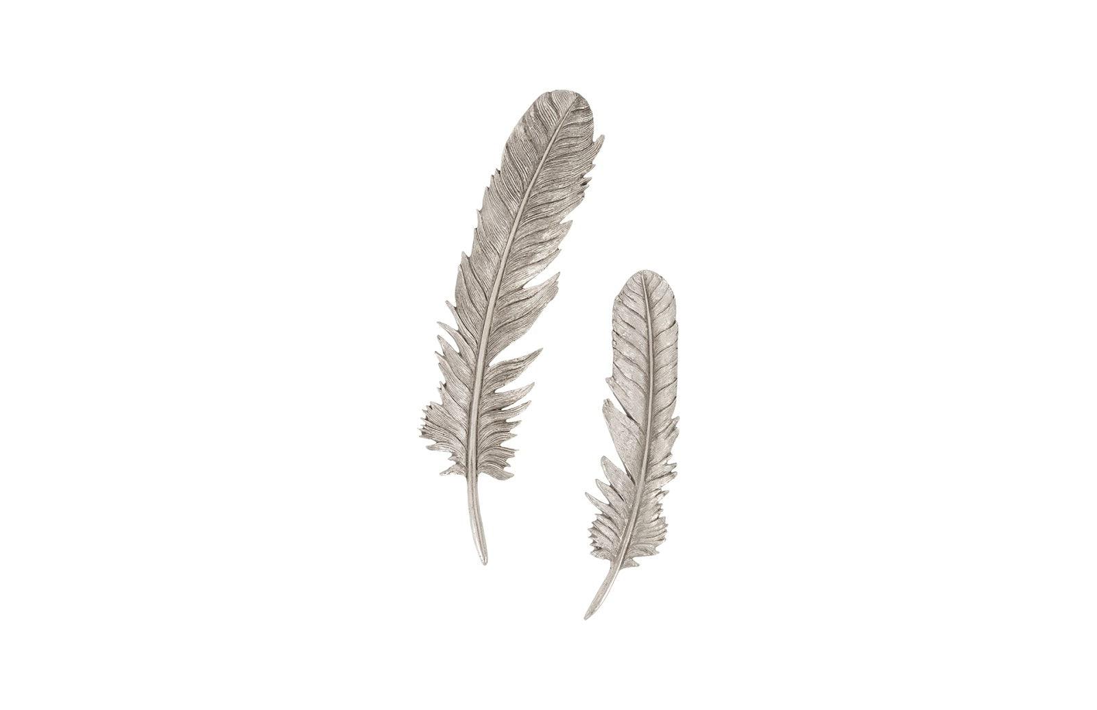 Feathers Wall Art, Small, Silver Leaf, Set of 2 - Remutear