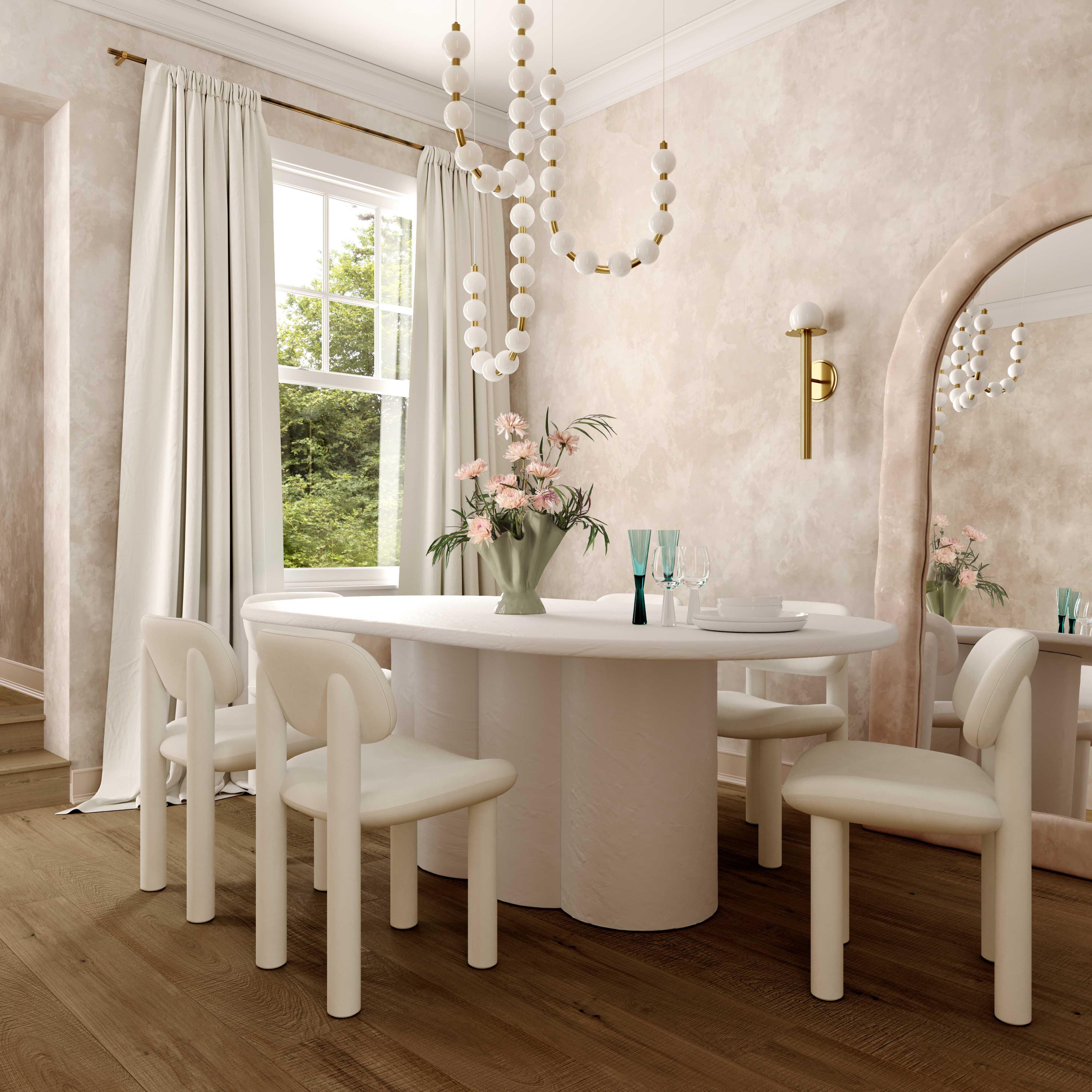 Elise Ivory White Velvet Dining Chair - Remutear