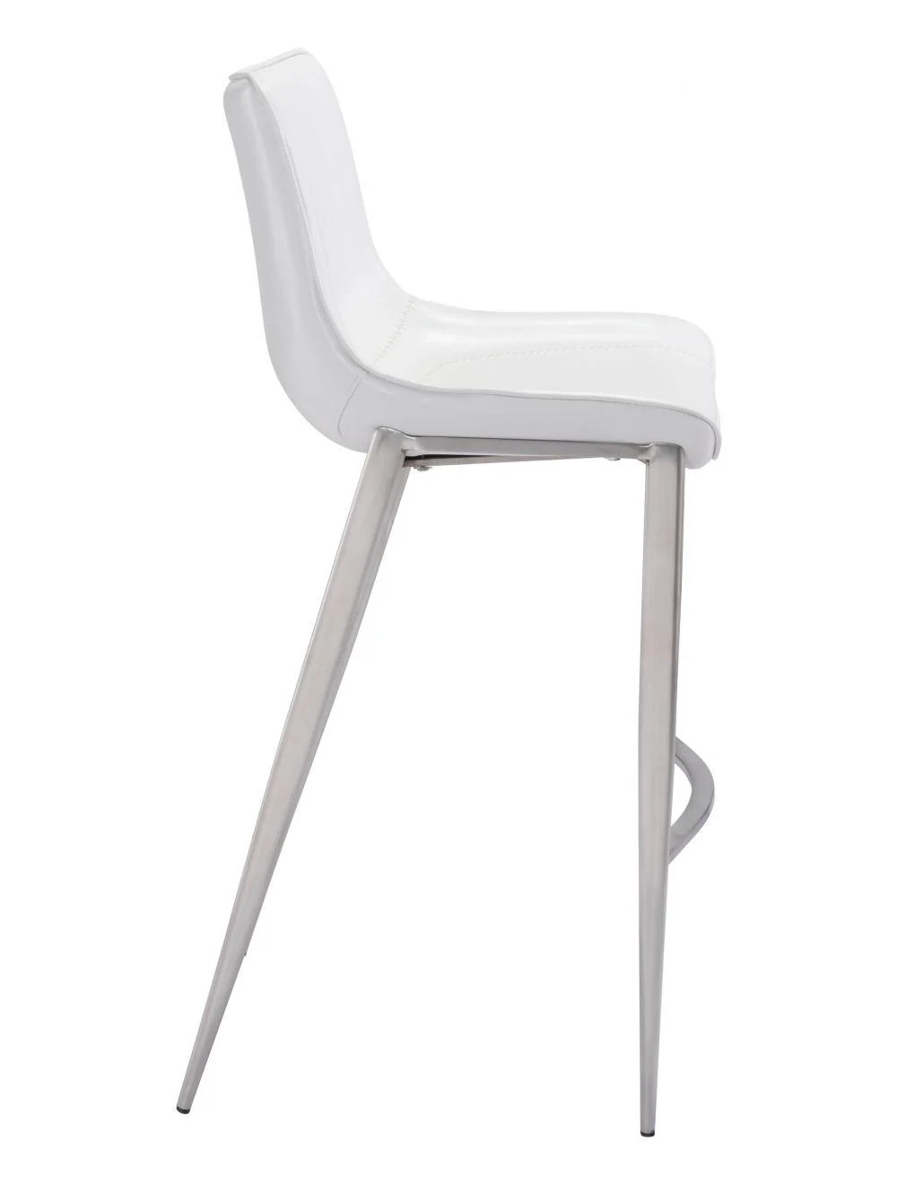 Magnus Bar Chair (Set of 2) White & Silver - Remutear