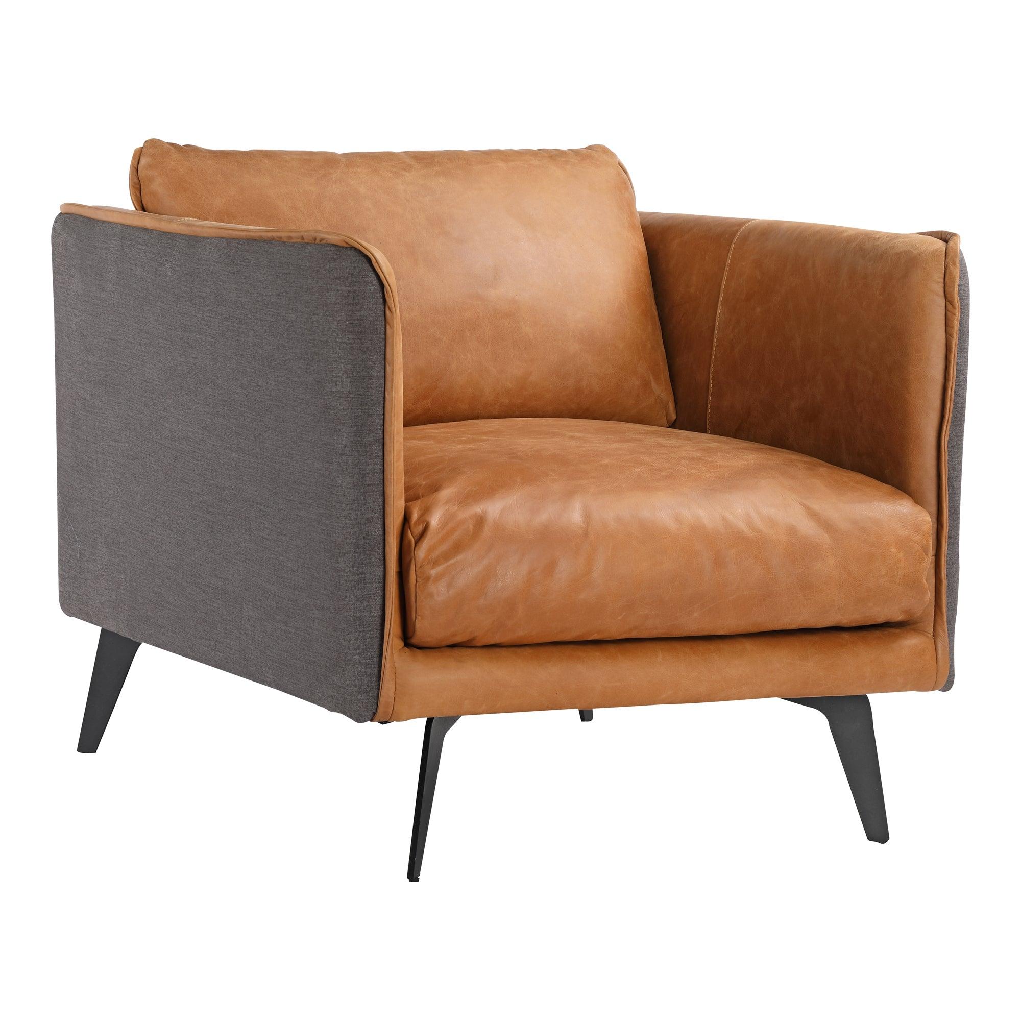 Messina Leather Arm Chair Cigare Tan Leather - Remutear