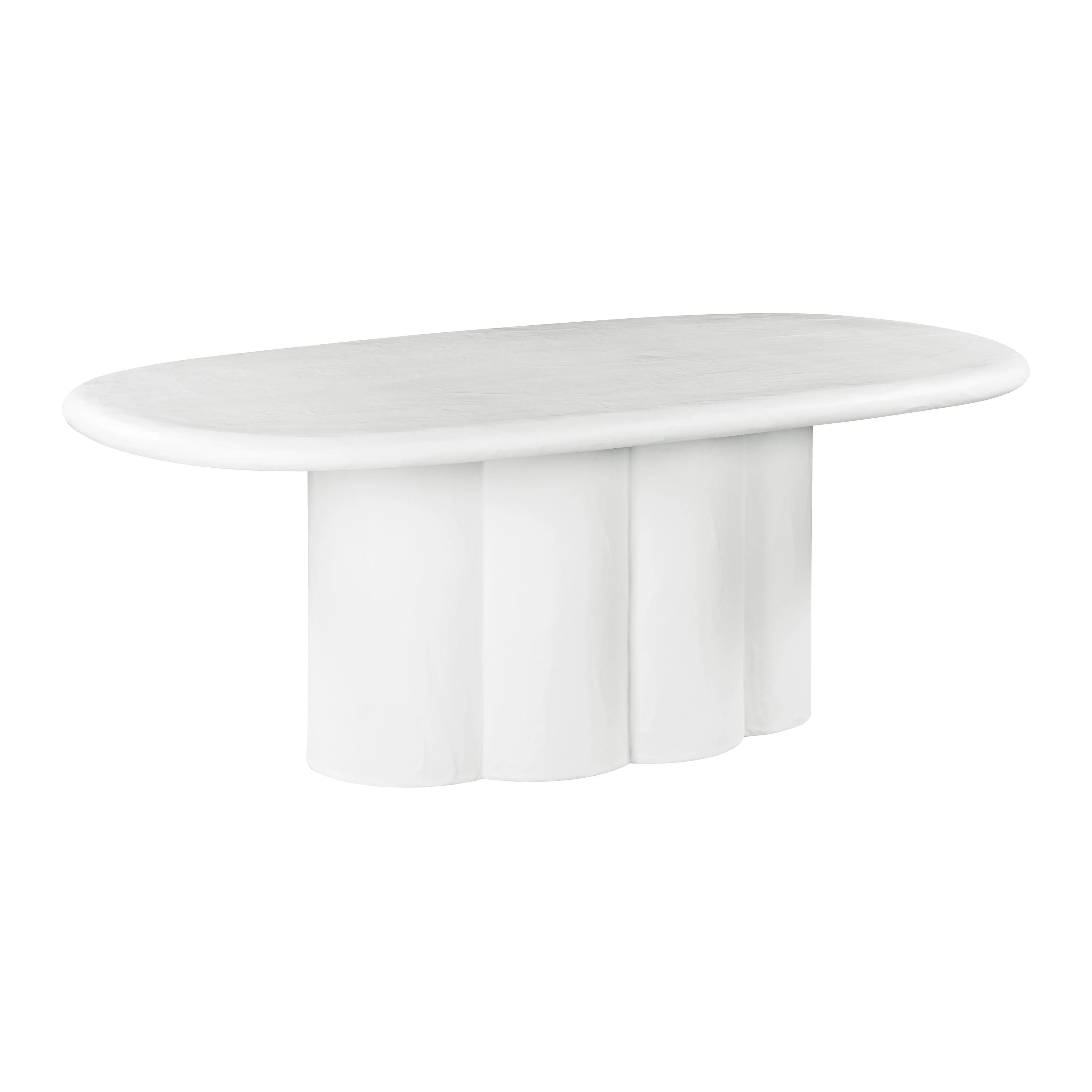 Elika White Faux Plaster Oval Dining Table - Remutear