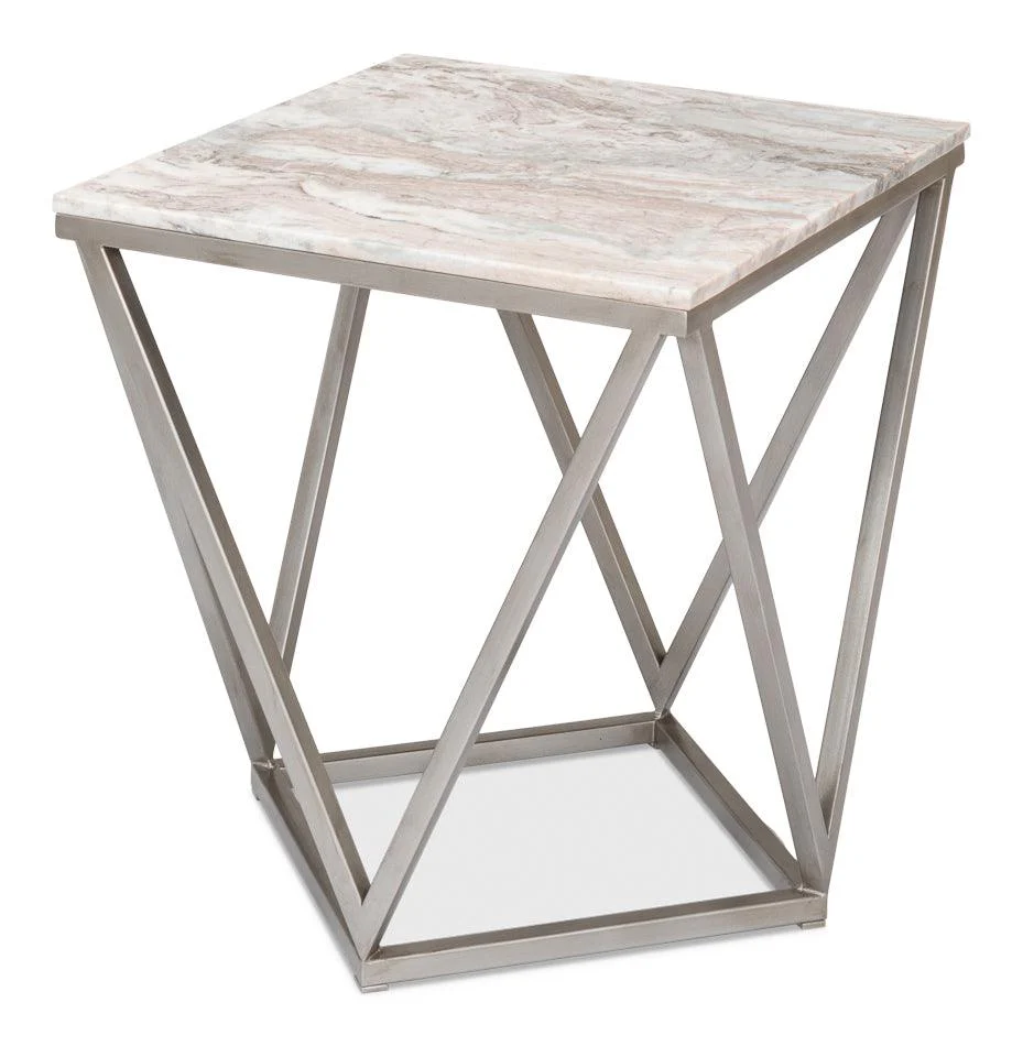 Trapezoid Side Table - Marble Top - Remutear