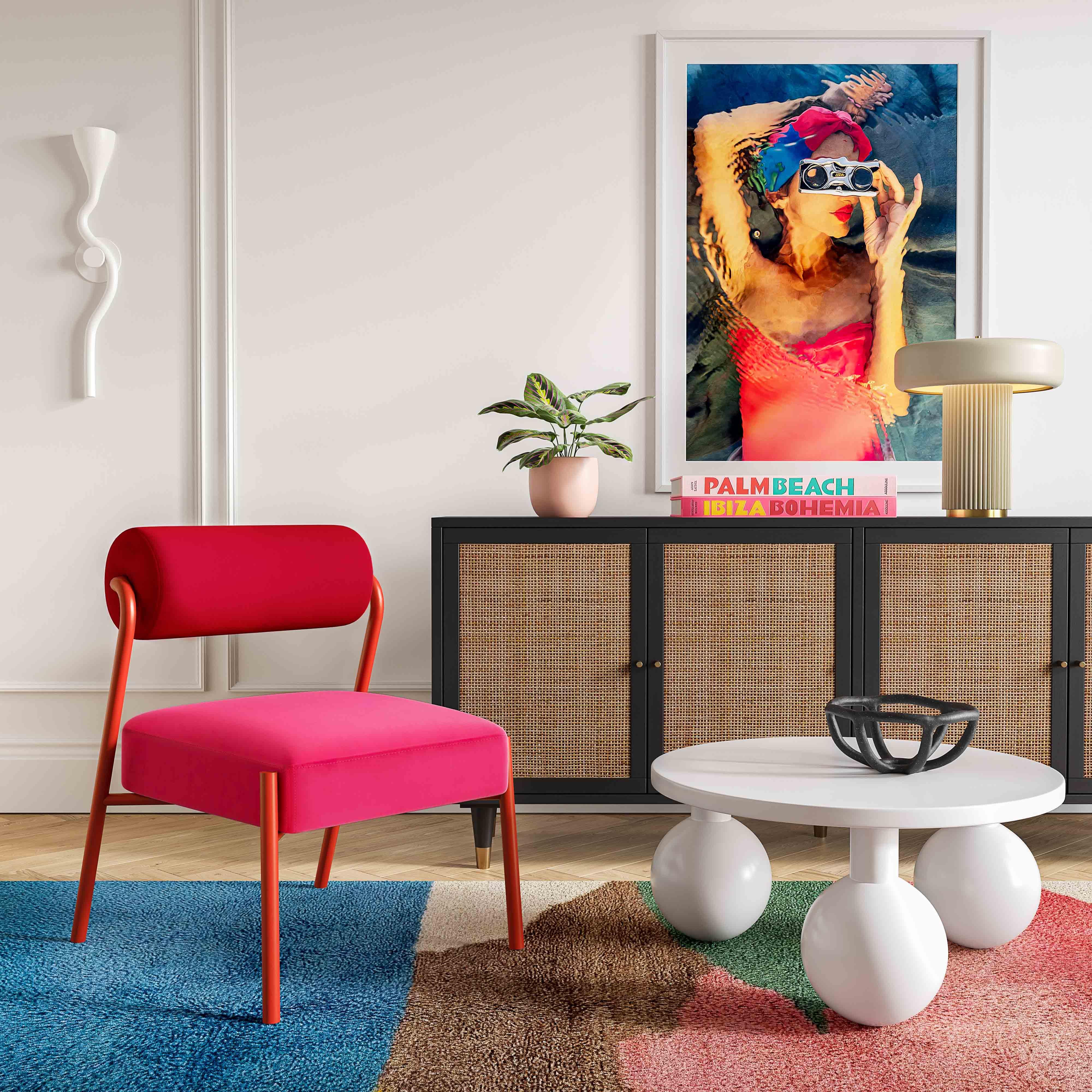 Jolene Hot Pink Velvet Accent Chair - Remutear