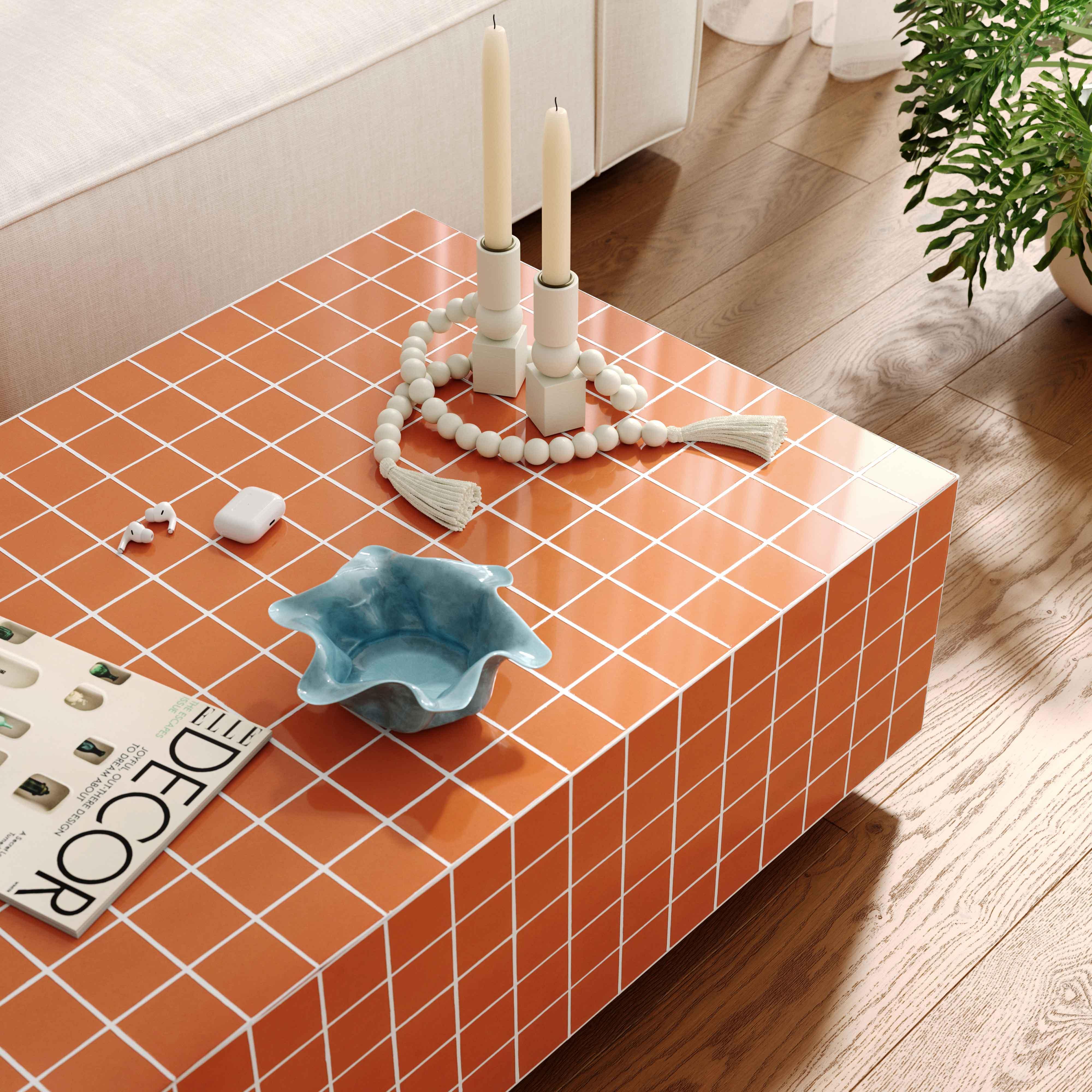 Mixie Brick Orange Tile Indoor / Outdoor Coffee Table - Remutear